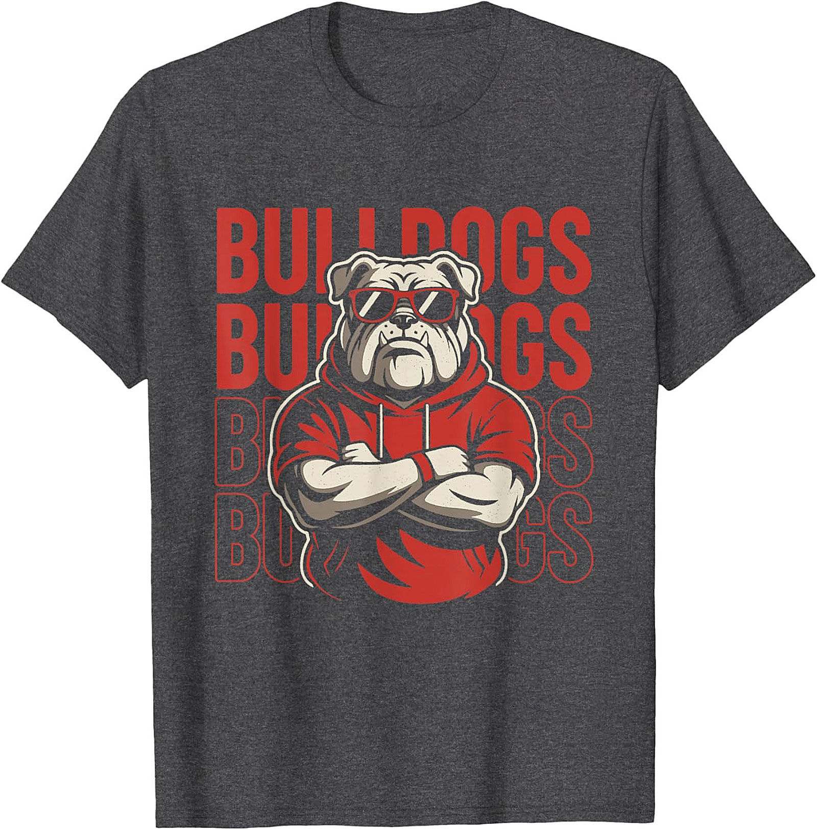 The Coolest Bulldog Graphic Tee: Bulldog in Hoodie and Sunglasses Shirt