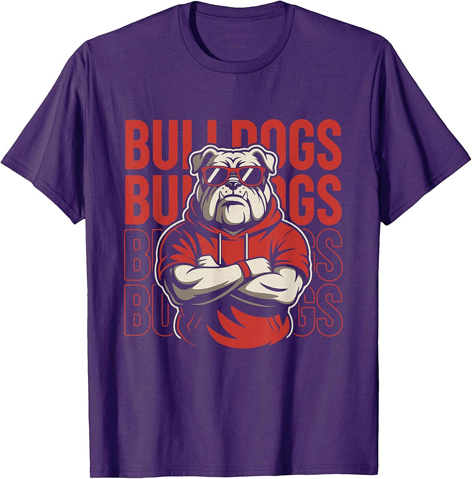 The Coolest Bulldog Graphic Tee: Bulldog in Hoodie and Sunglasses Shirt