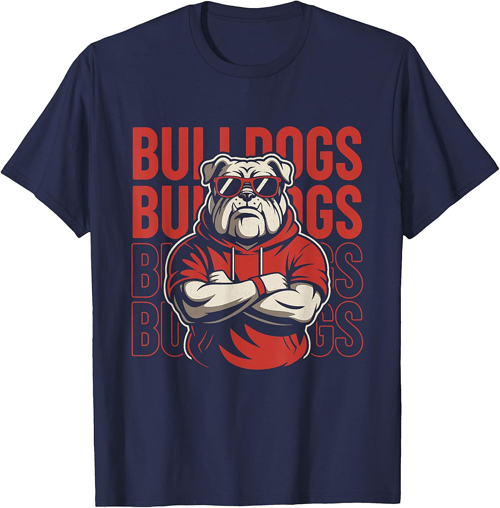 The Coolest Bulldog Graphic Tee: Bulldog in Hoodie and Sunglasses Shirt