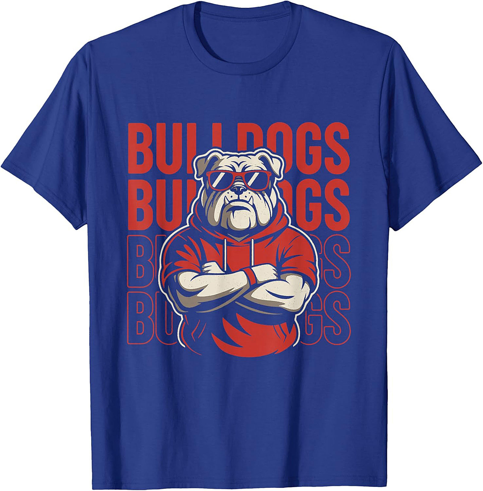 The Coolest Bulldog Graphic Tee: Bulldog in Hoodie and Sunglasses Shirt