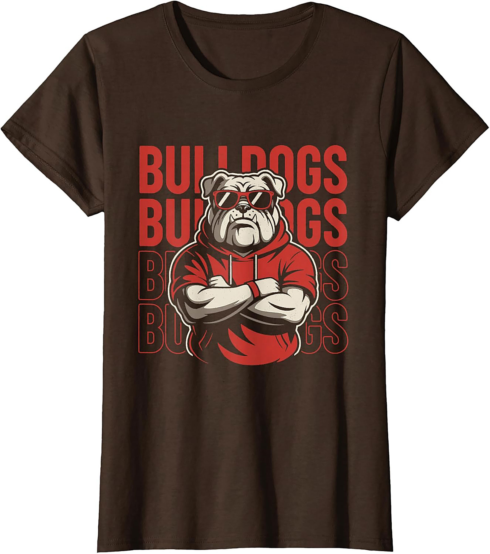 The Coolest Bulldog Graphic Tee: Bulldog in Hoodie and Sunglasses Shirt