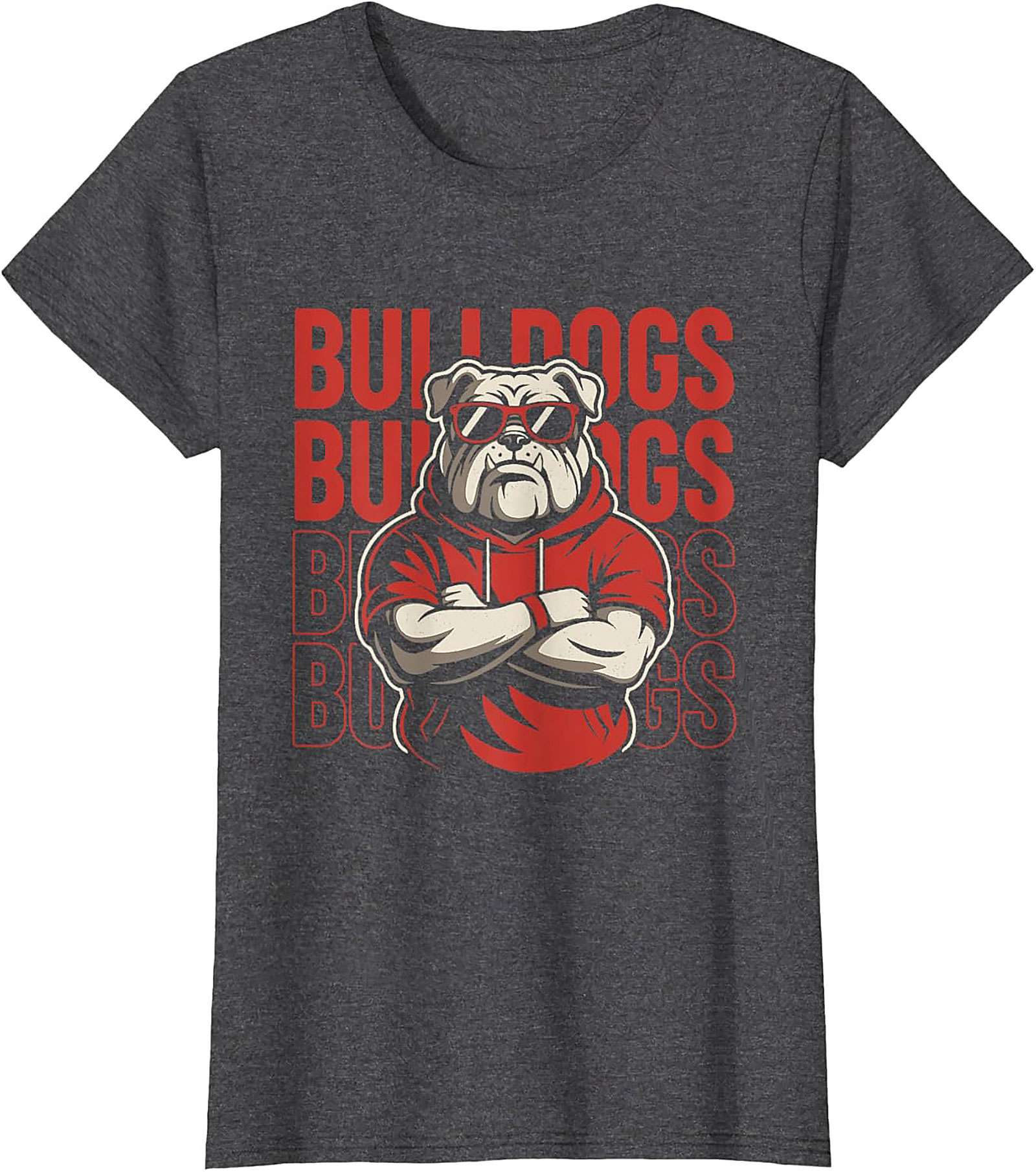 The Coolest Bulldog Graphic Tee: Bulldog in Hoodie and Sunglasses Shirt