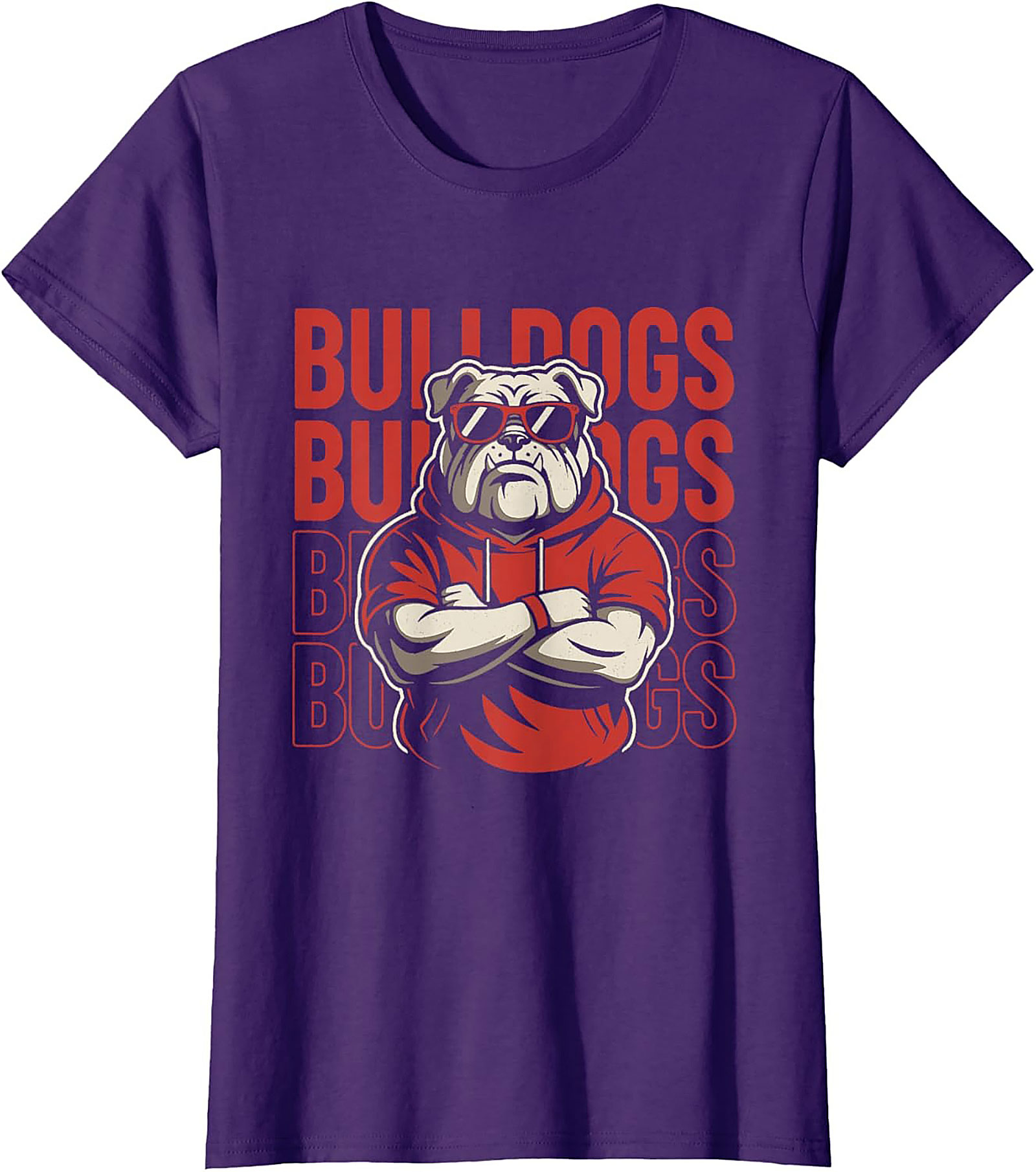 The Coolest Bulldog Graphic Tee: Bulldog in Hoodie and Sunglasses Shirt
