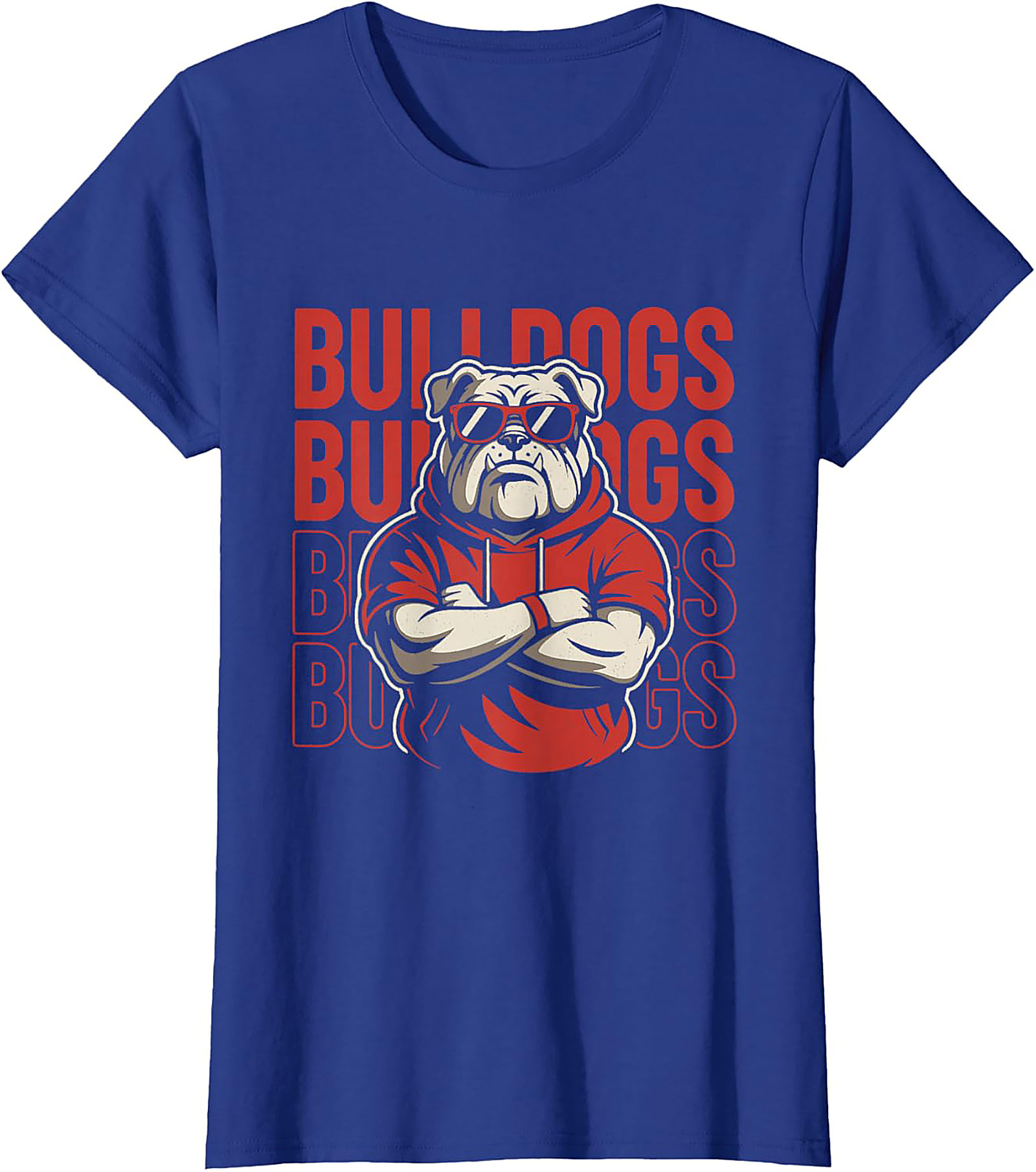 The Coolest Bulldog Graphic Tee: Bulldog in Hoodie and Sunglasses Shirt
