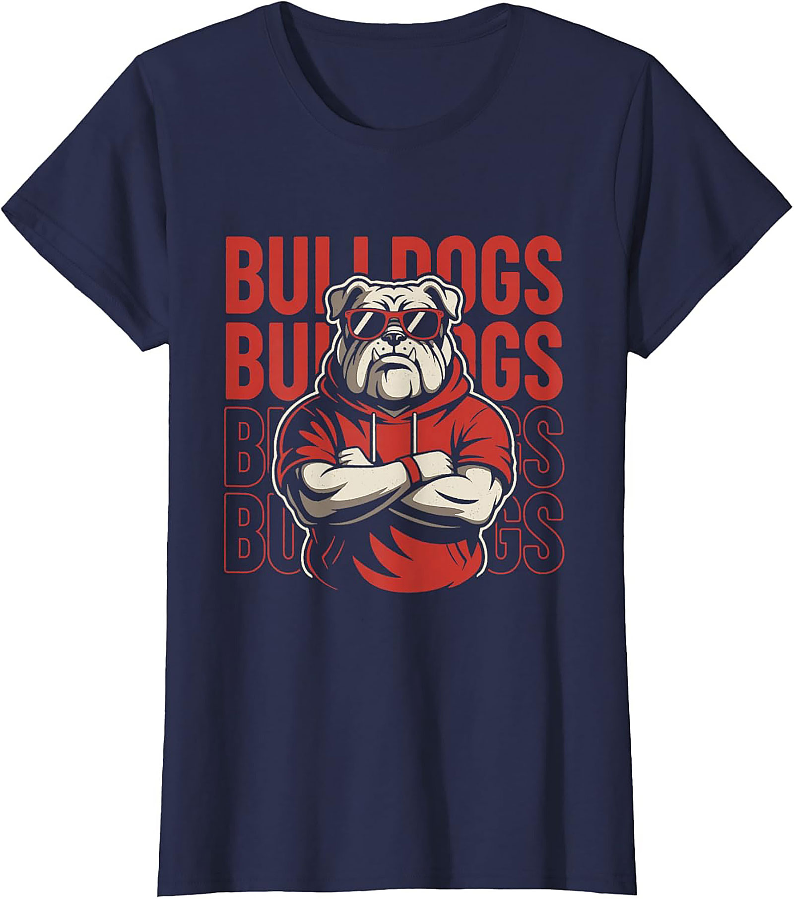 The Coolest Bulldog Graphic Tee: Bulldog in Hoodie and Sunglasses Shirt