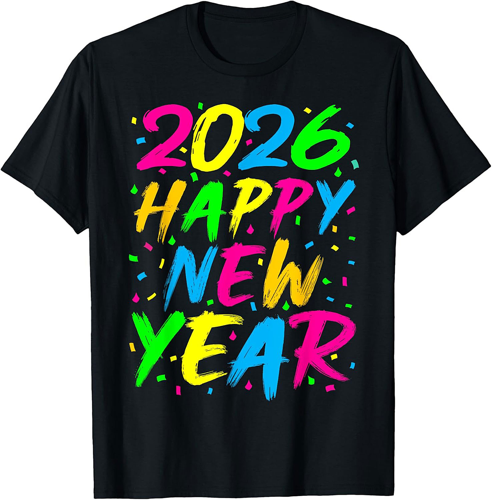 Neon Happy New Year 2026 T-shirt Party Celebration Tee
