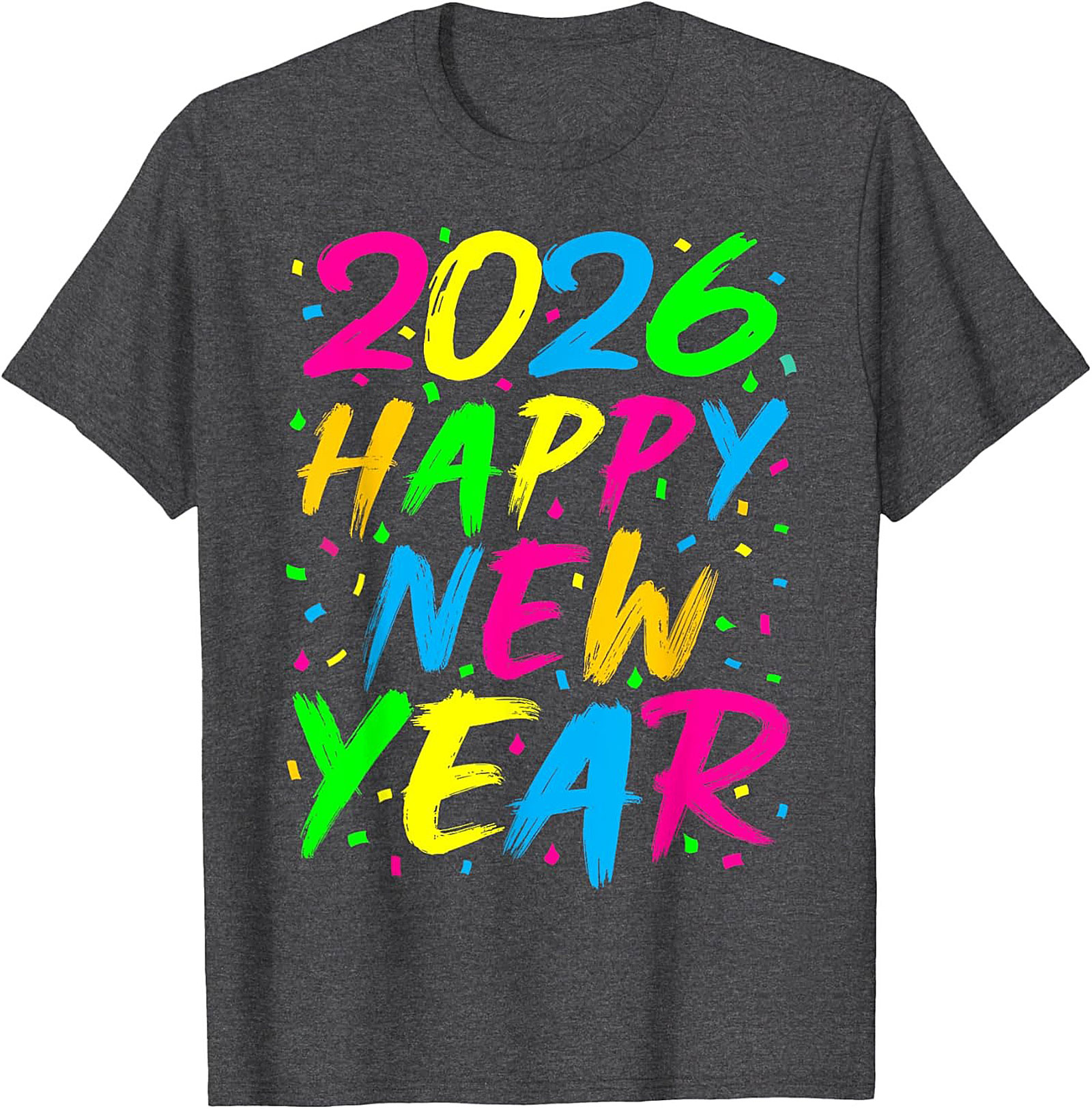 Neon Happy New Year 2026 T-shirt Party Celebration Tee