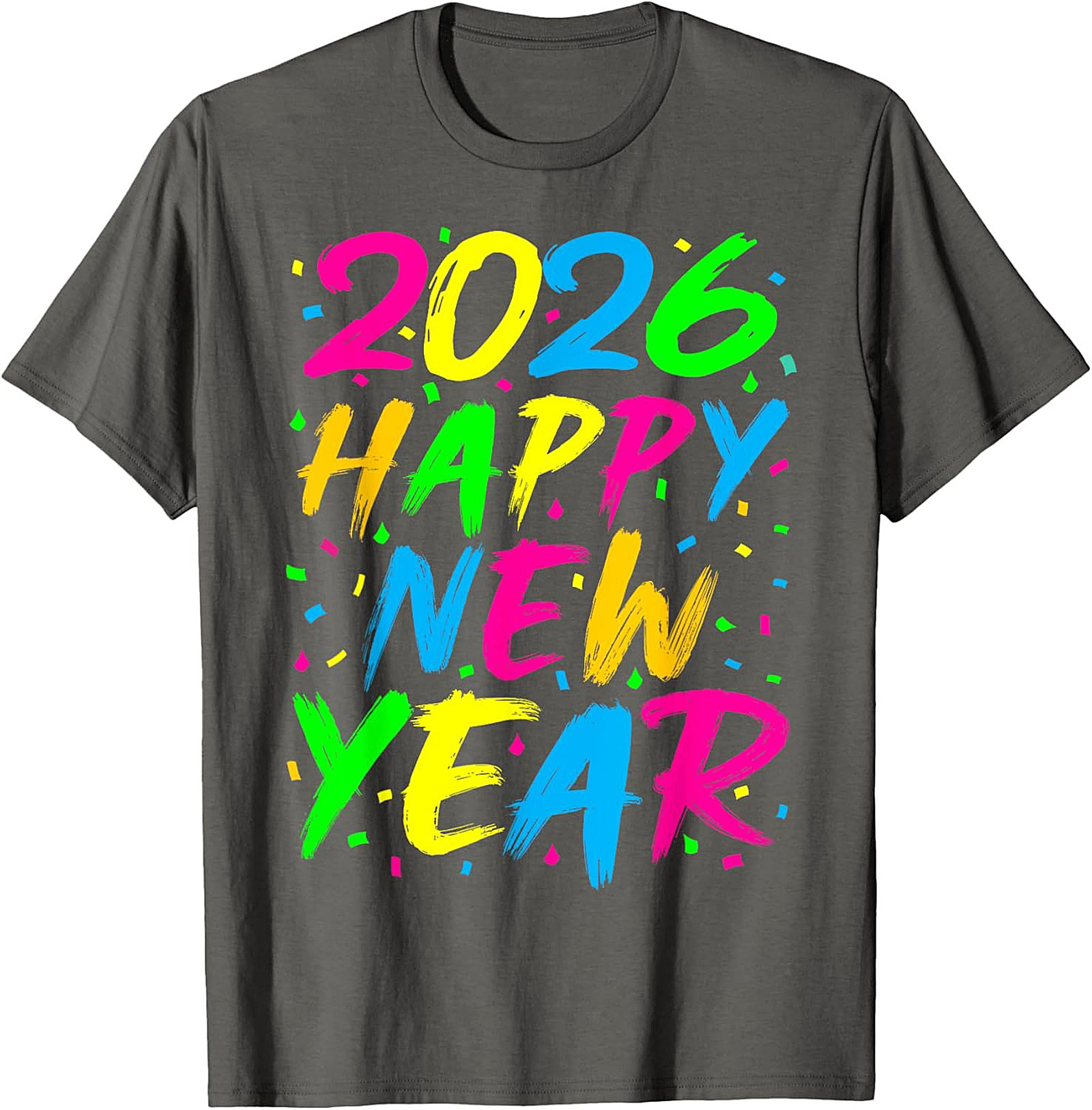 Neon Happy New Year 2026 T-shirt Party Celebration Tee