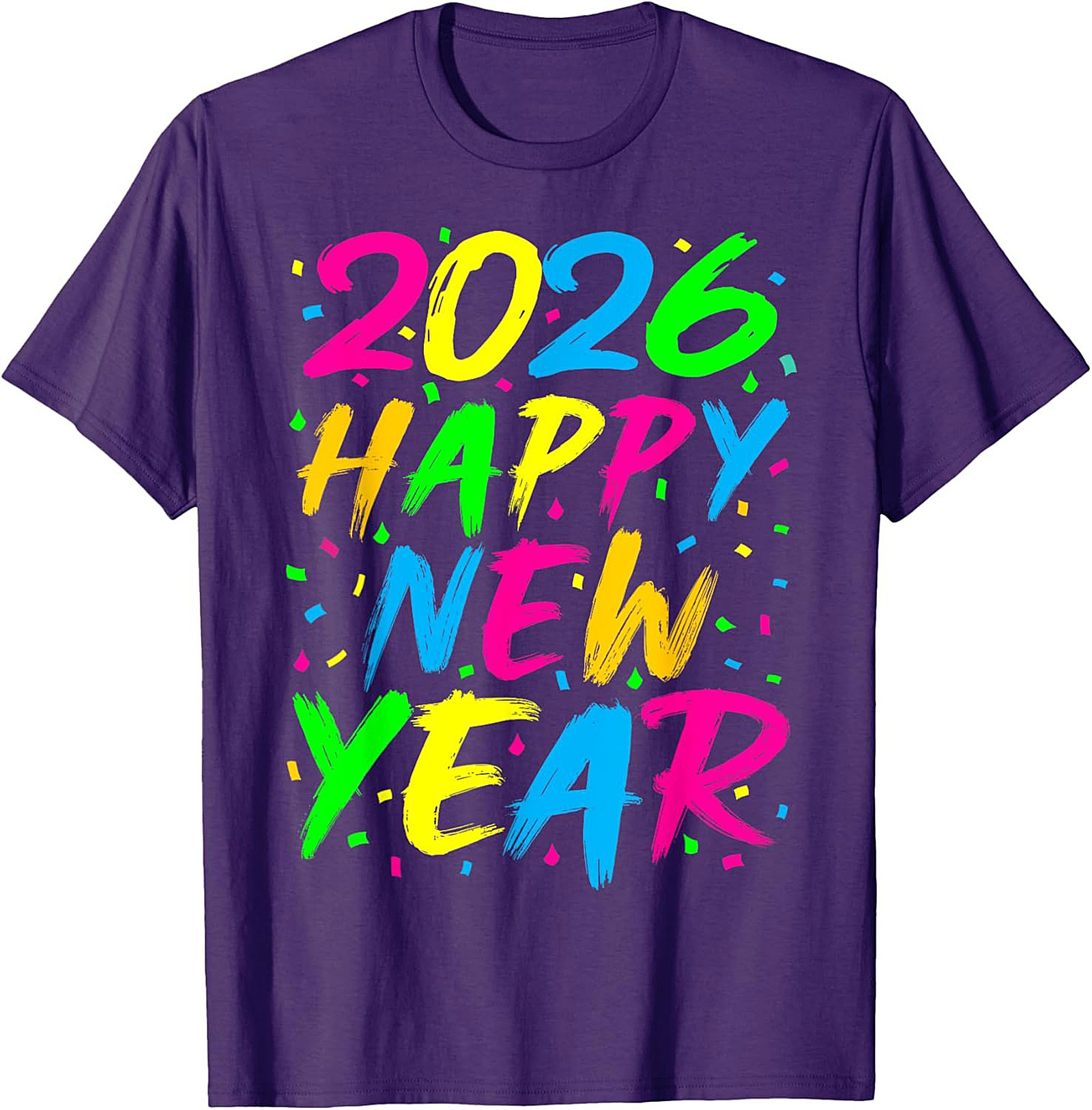 Neon Happy New Year 2026 T-shirt Party Celebration Tee