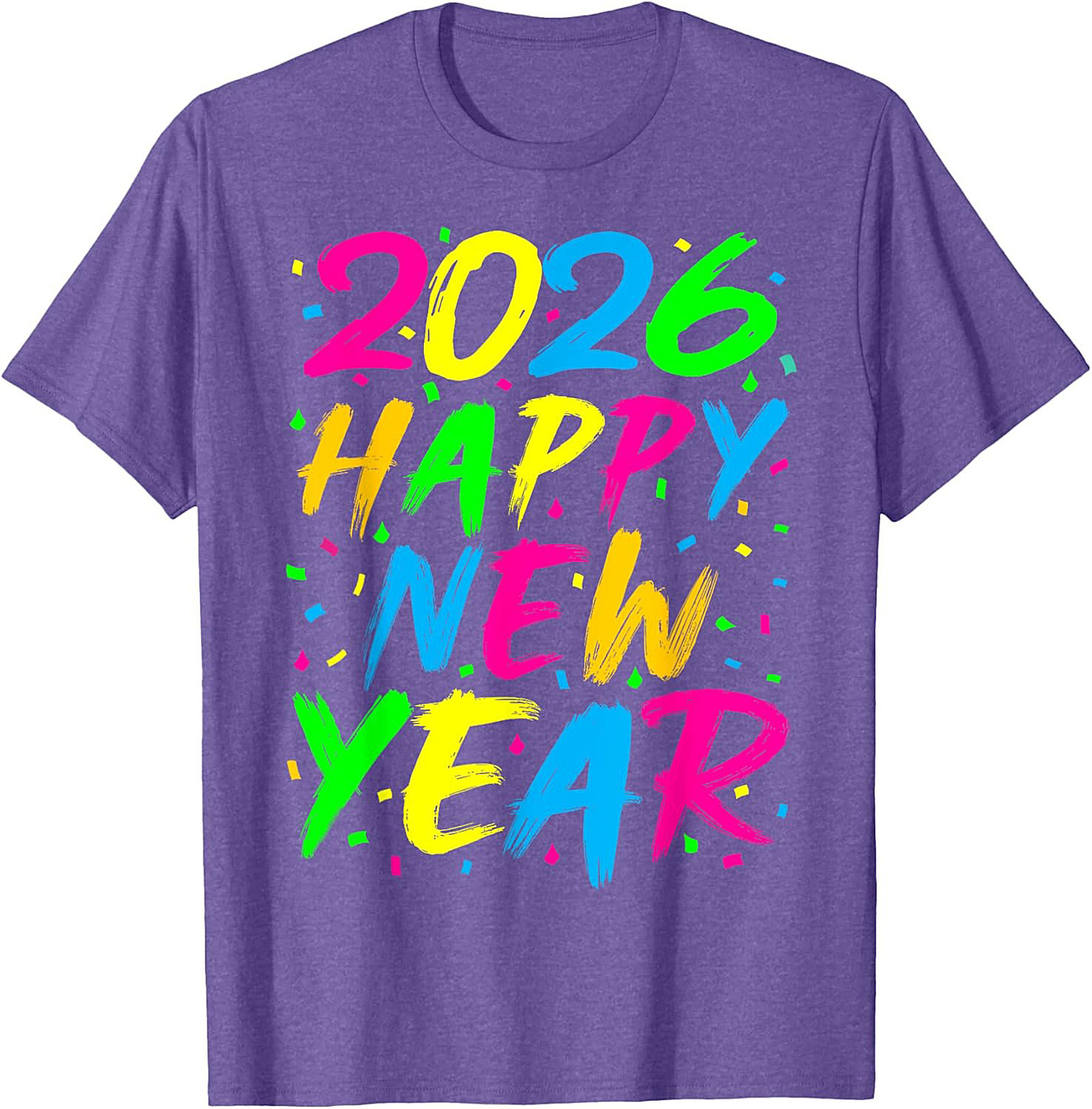 Neon Happy New Year 2026 T-shirt Party Celebration Tee