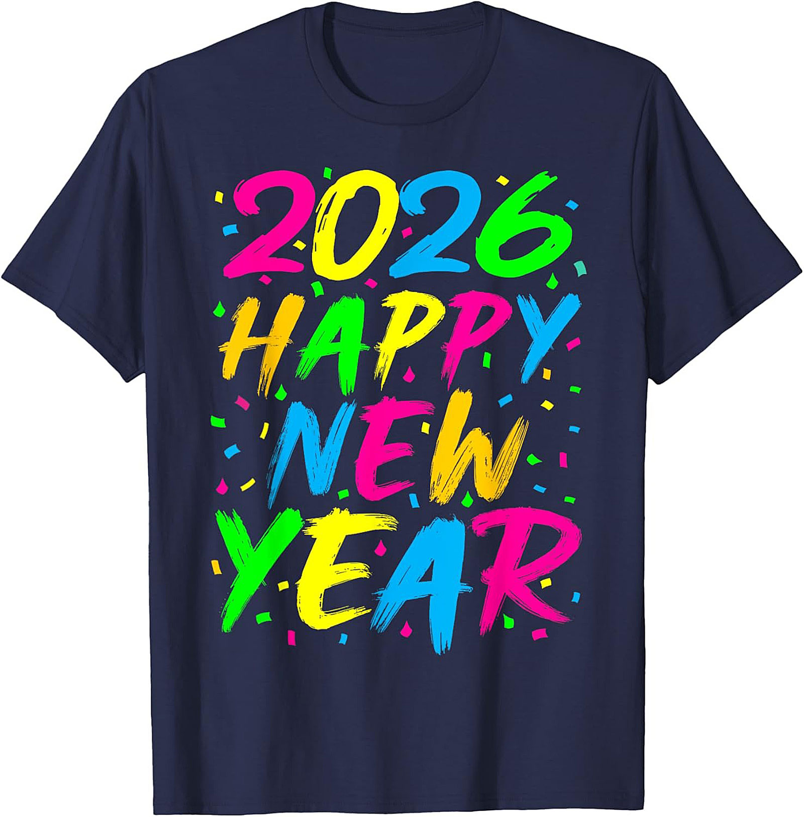 Neon Happy New Year 2026 T-shirt Party Celebration Tee