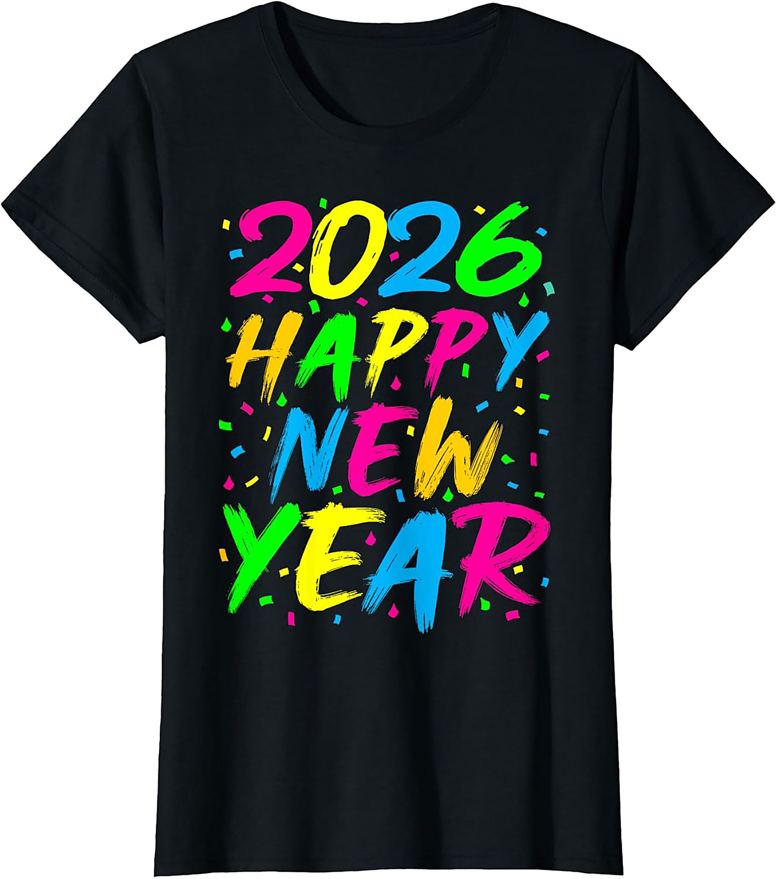 Neon Happy New Year 2026 T-shirt Party Celebration Tee