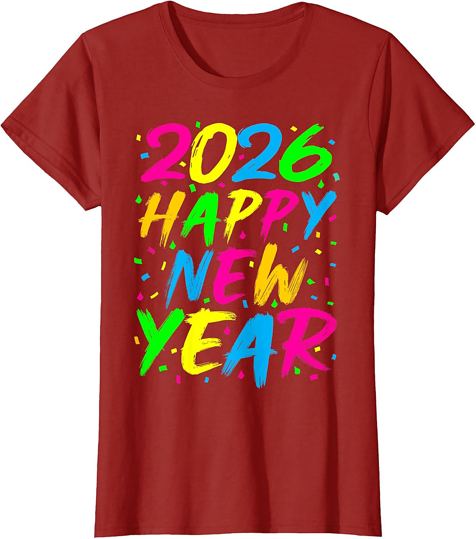 Neon Happy New Year 2026 T-shirt Party Celebration Tee