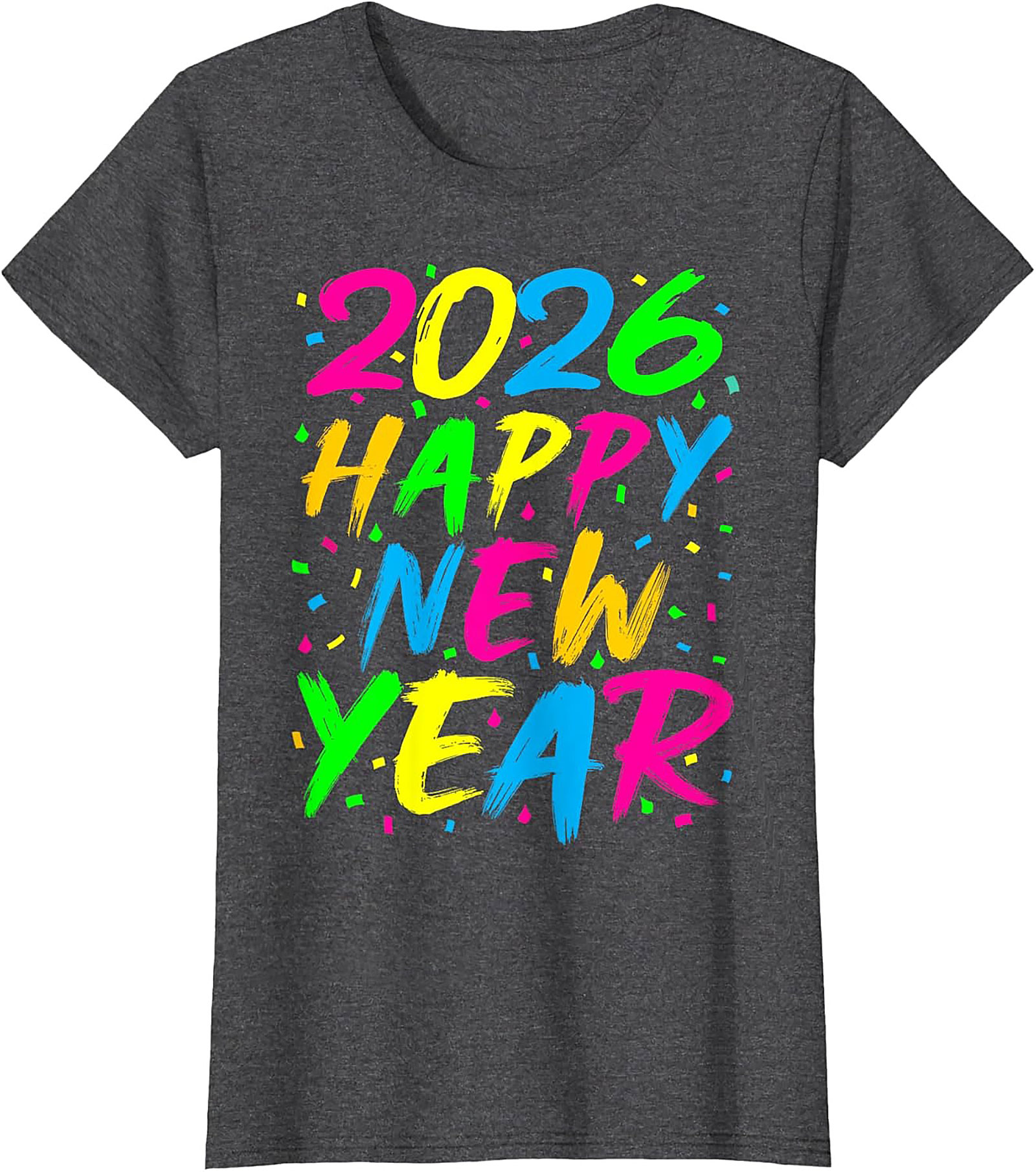 Neon Happy New Year 2026 T-shirt Party Celebration Tee