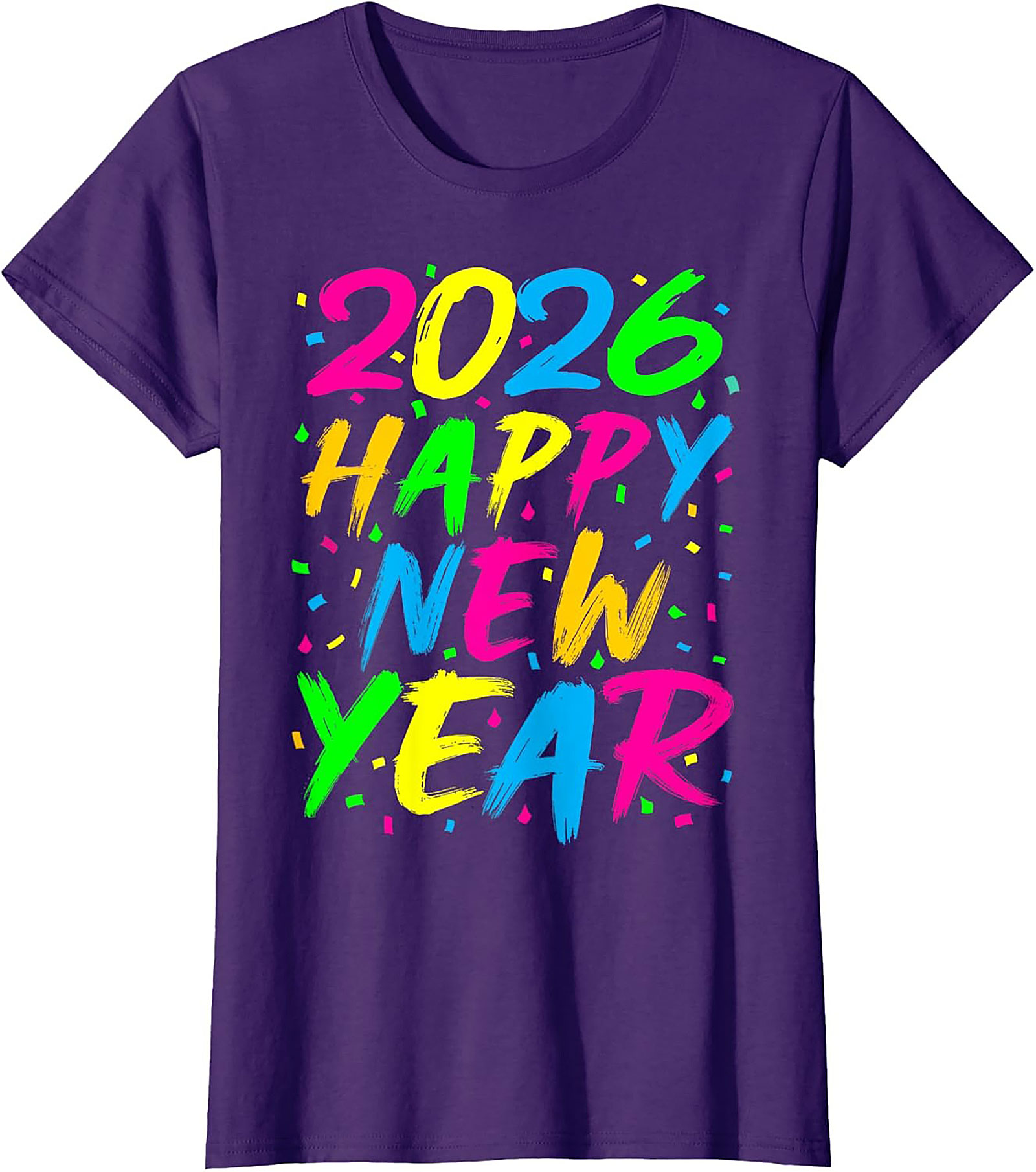 Neon Happy New Year 2026 T-shirt Party Celebration Tee