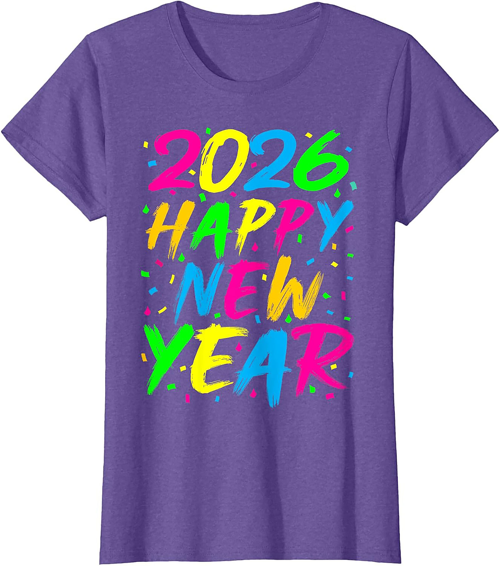 Neon Happy New Year 2026 T-shirt Party Celebration Tee