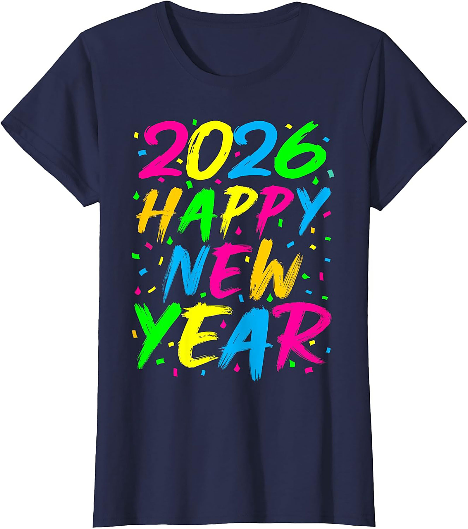 Neon Happy New Year 2026 T-shirt Party Celebration Tee