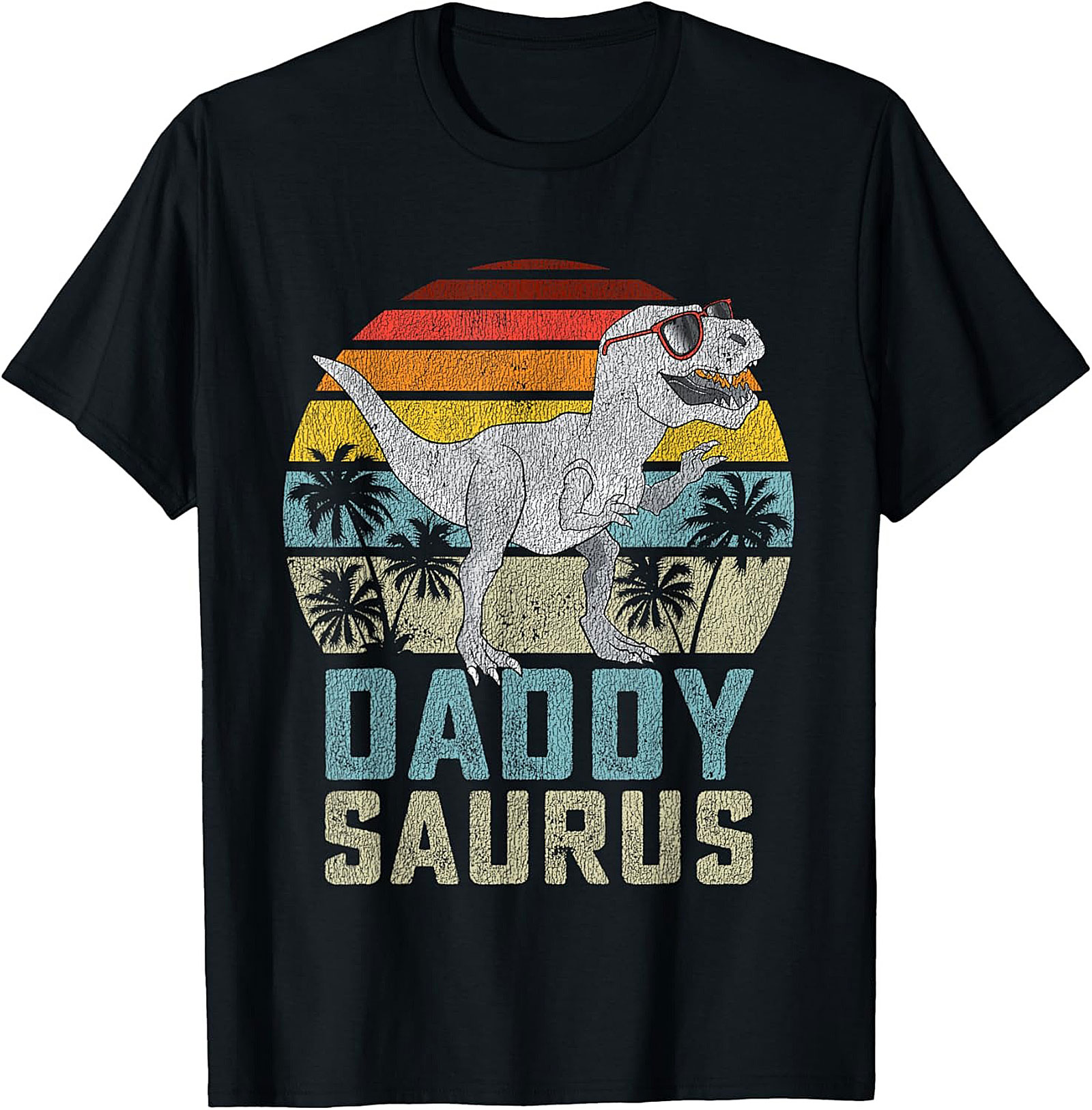 Funny Daddy Saurus T-Shirt Retro Dinosaur Dad Tee