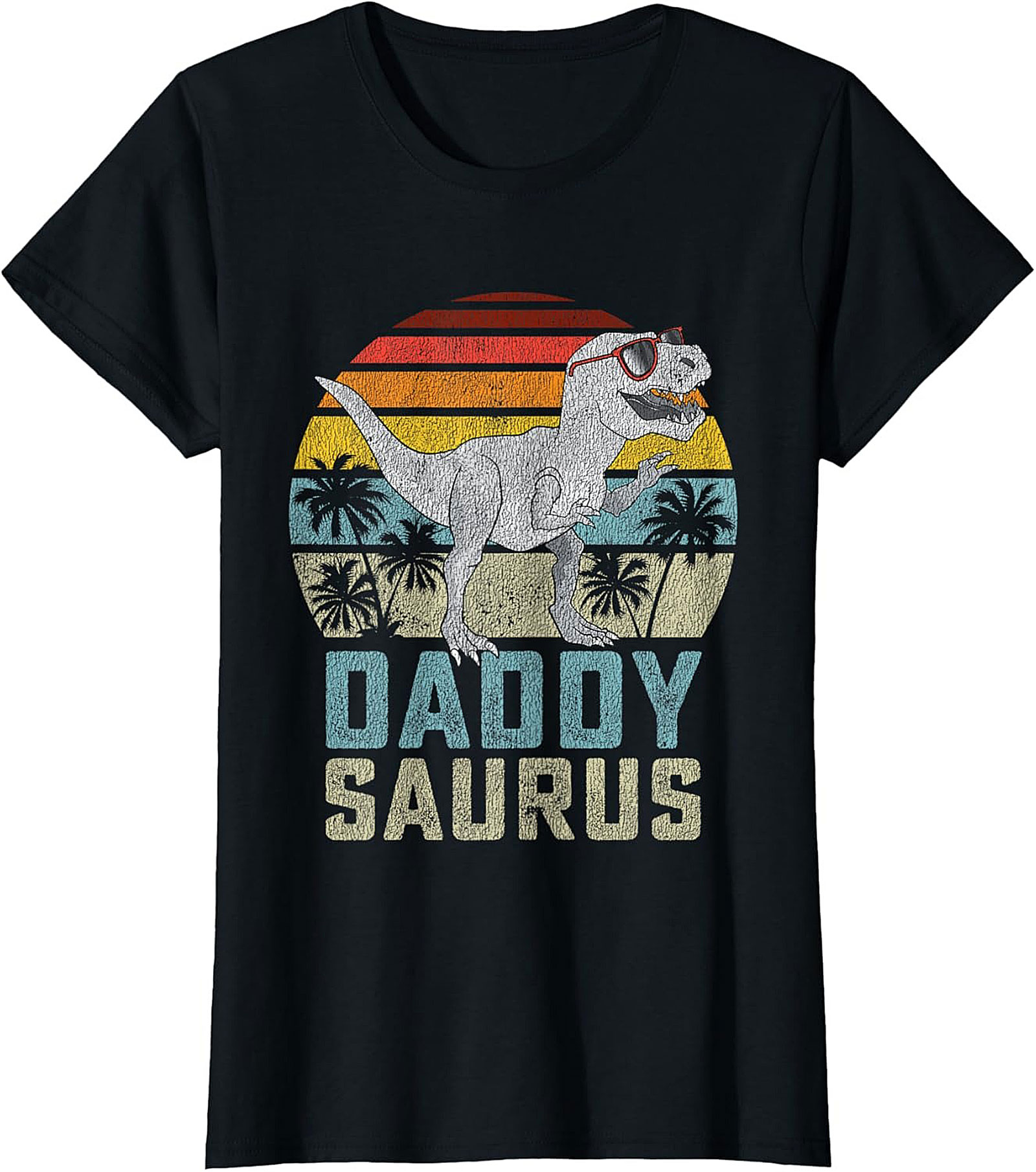 Funny Daddy Saurus T-Shirt Retro Dinosaur Dad Tee