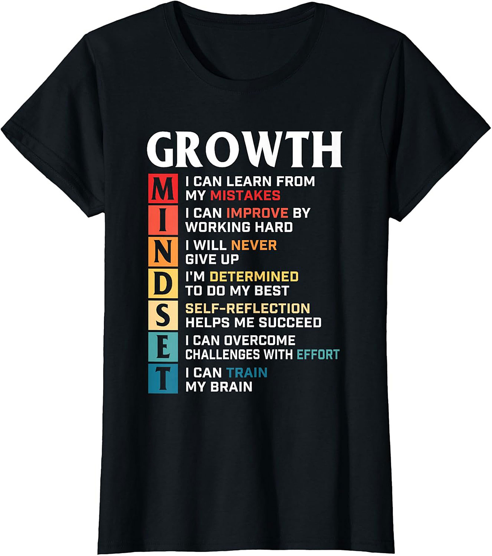 Growth Mindset Graphic Tee Motivational Success Shirt