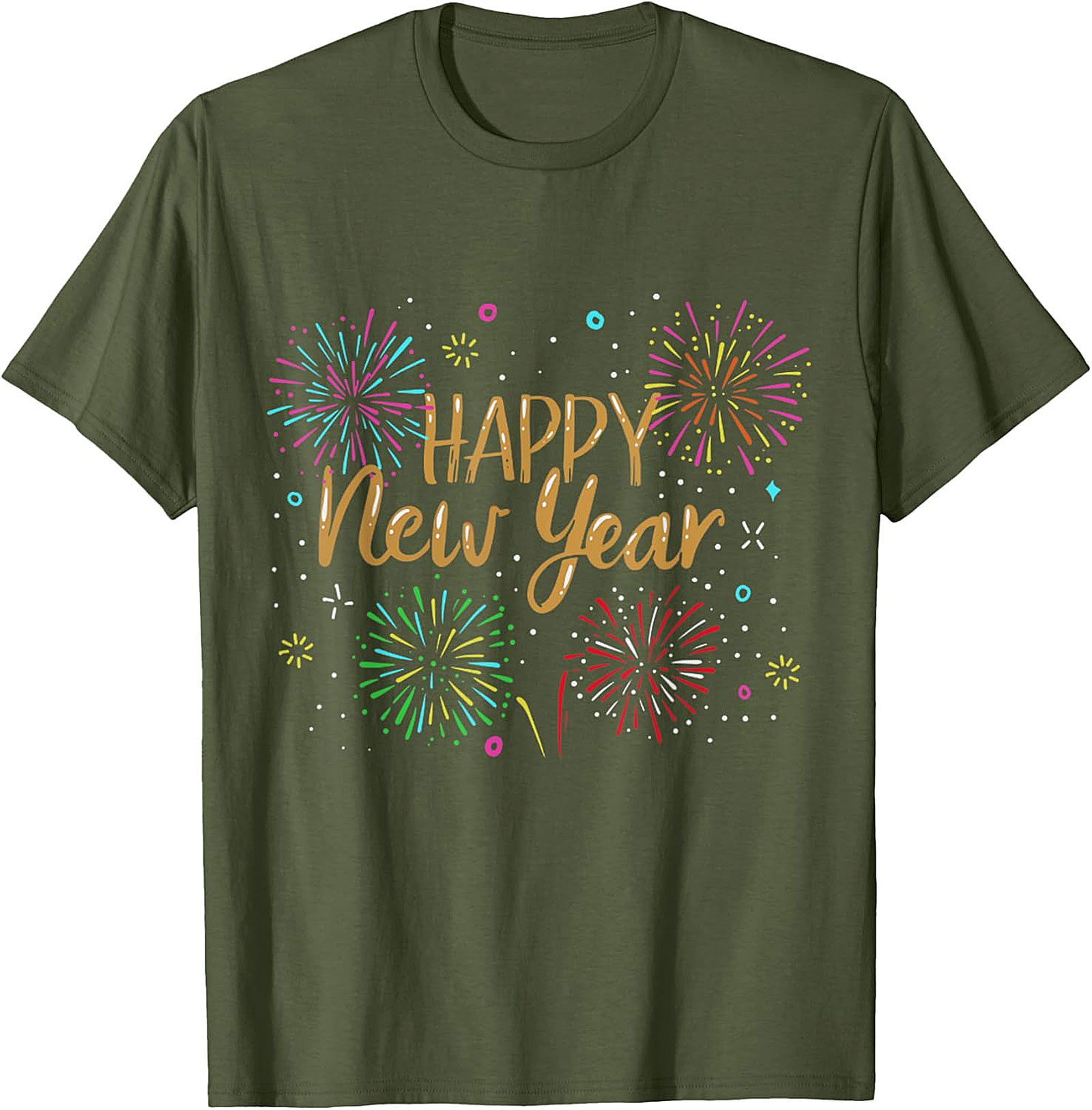 Happy New Year T-shirt Festive Fireworks Graphic Tee
