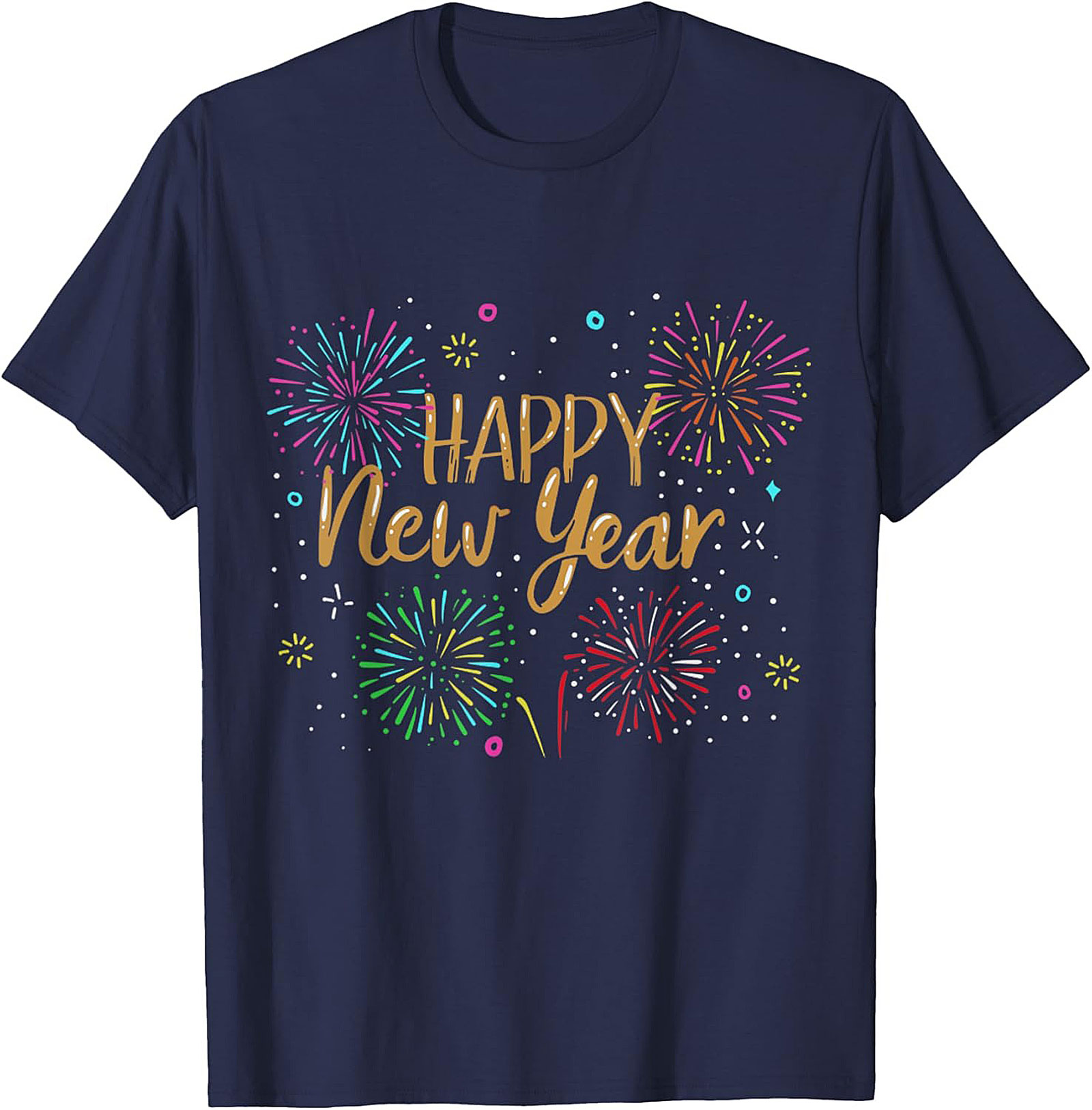 Happy New Year T-shirt Festive Fireworks Graphic Tee