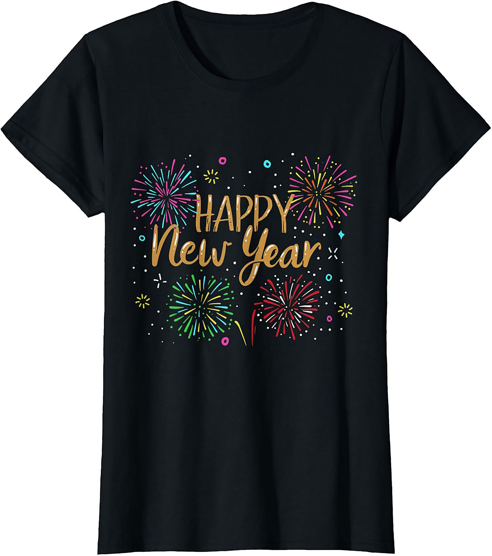 Happy New Year T-shirt Festive Fireworks Graphic Tee