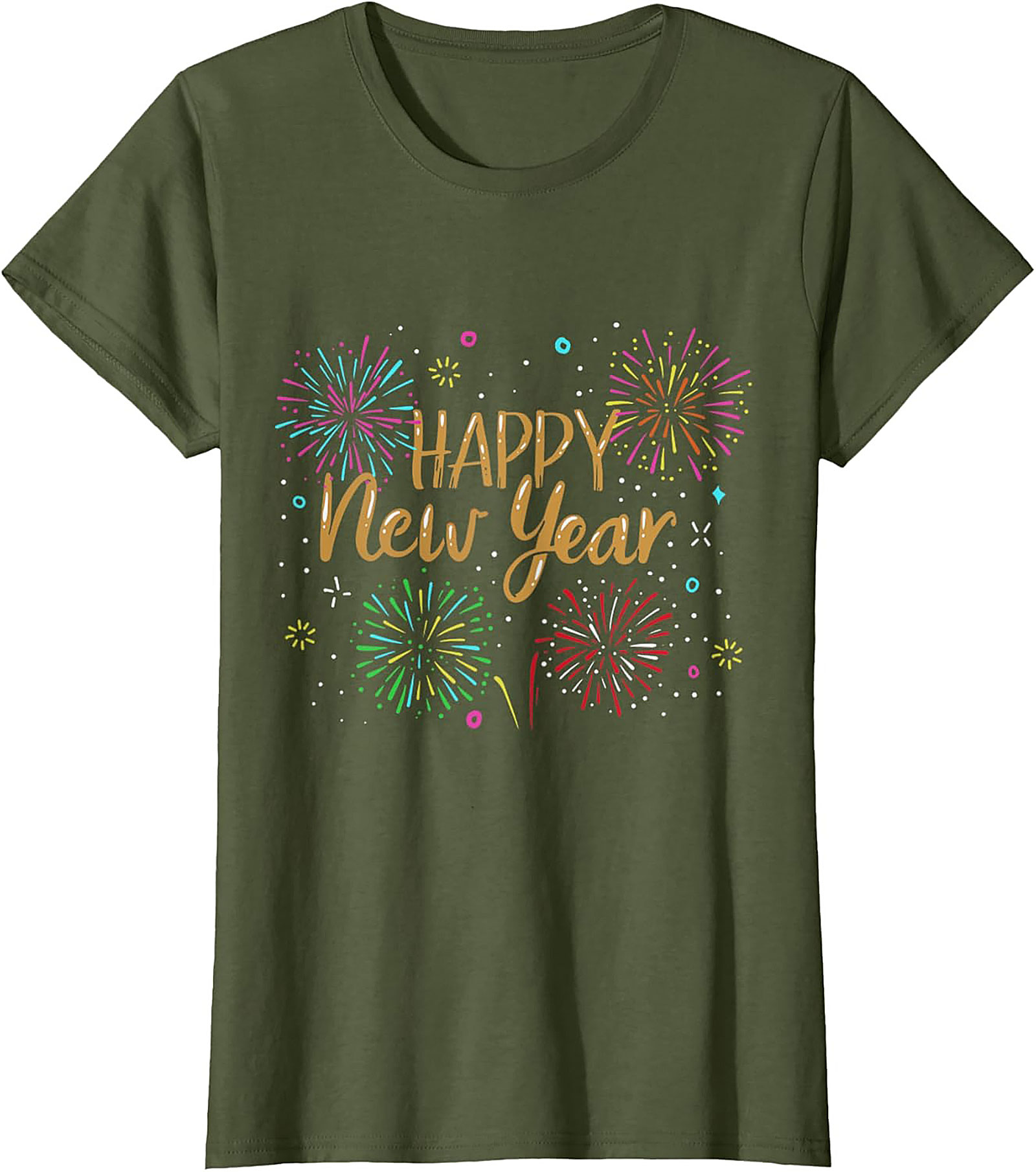 Happy New Year T-shirt Festive Fireworks Graphic Tee