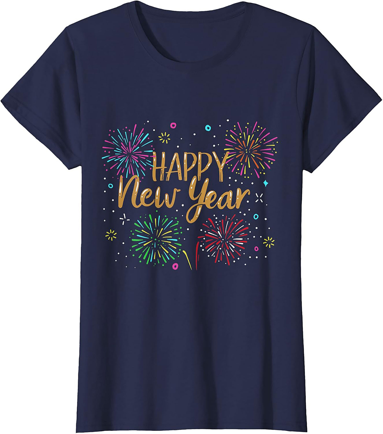 Happy New Year T-shirt Festive Fireworks Graphic Tee