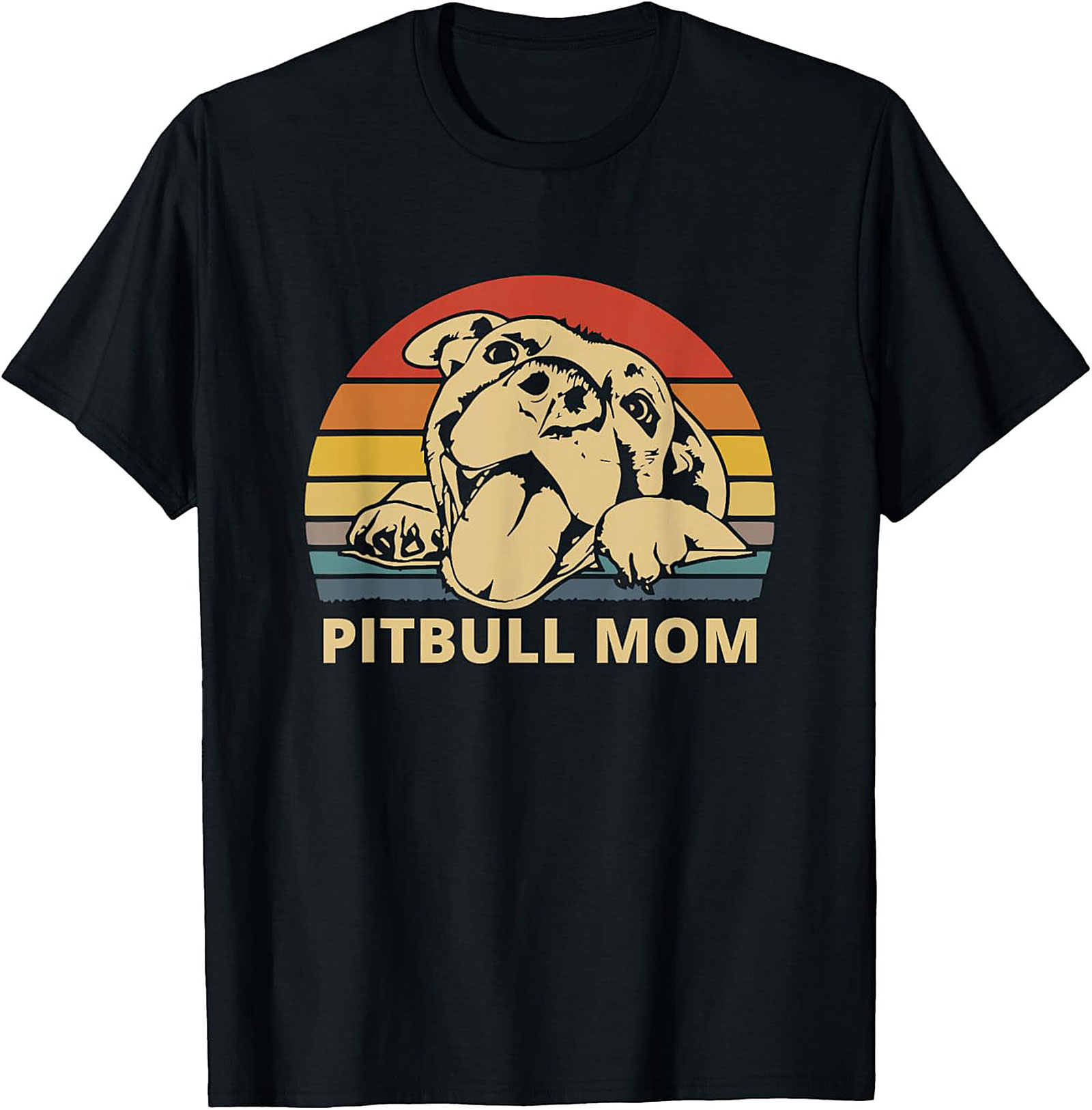 Pitbull Mom T-Shirt | Vintage Retro Sunset Dog Lover Graphic Tee