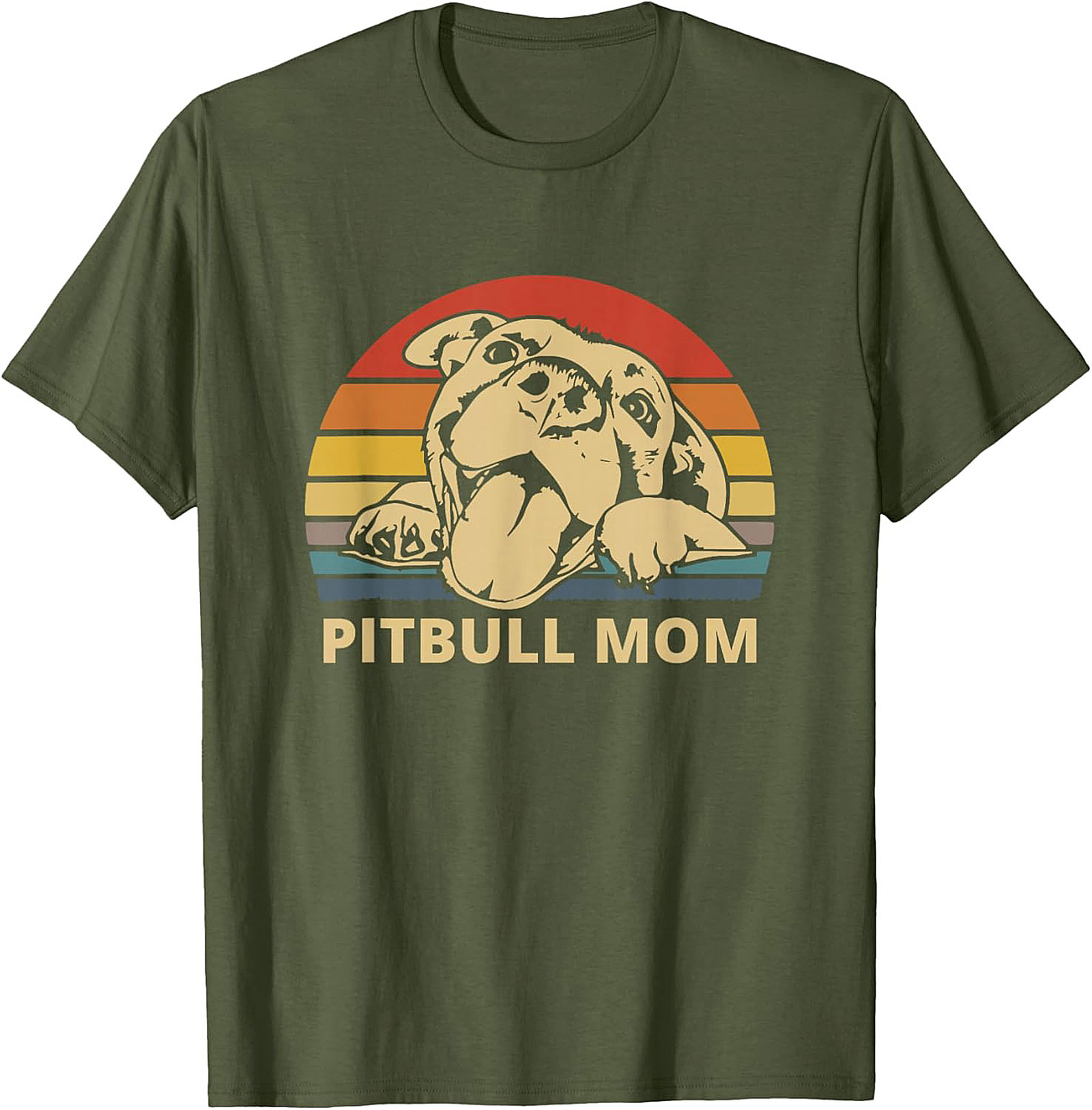 Pitbull Mom T-Shirt | Vintage Retro Sunset Dog Lover Graphic Tee