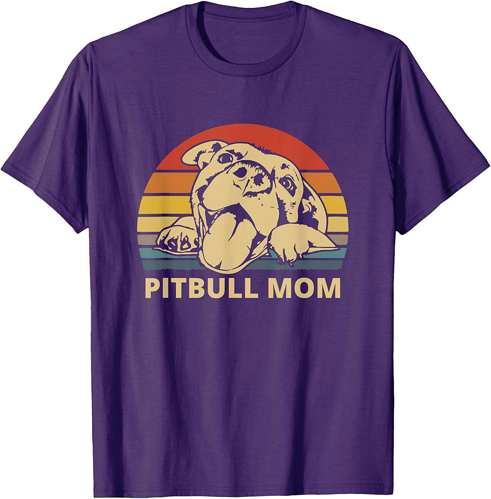 Pitbull Mom T-Shirt | Vintage Retro Sunset Dog Lover Graphic Tee
