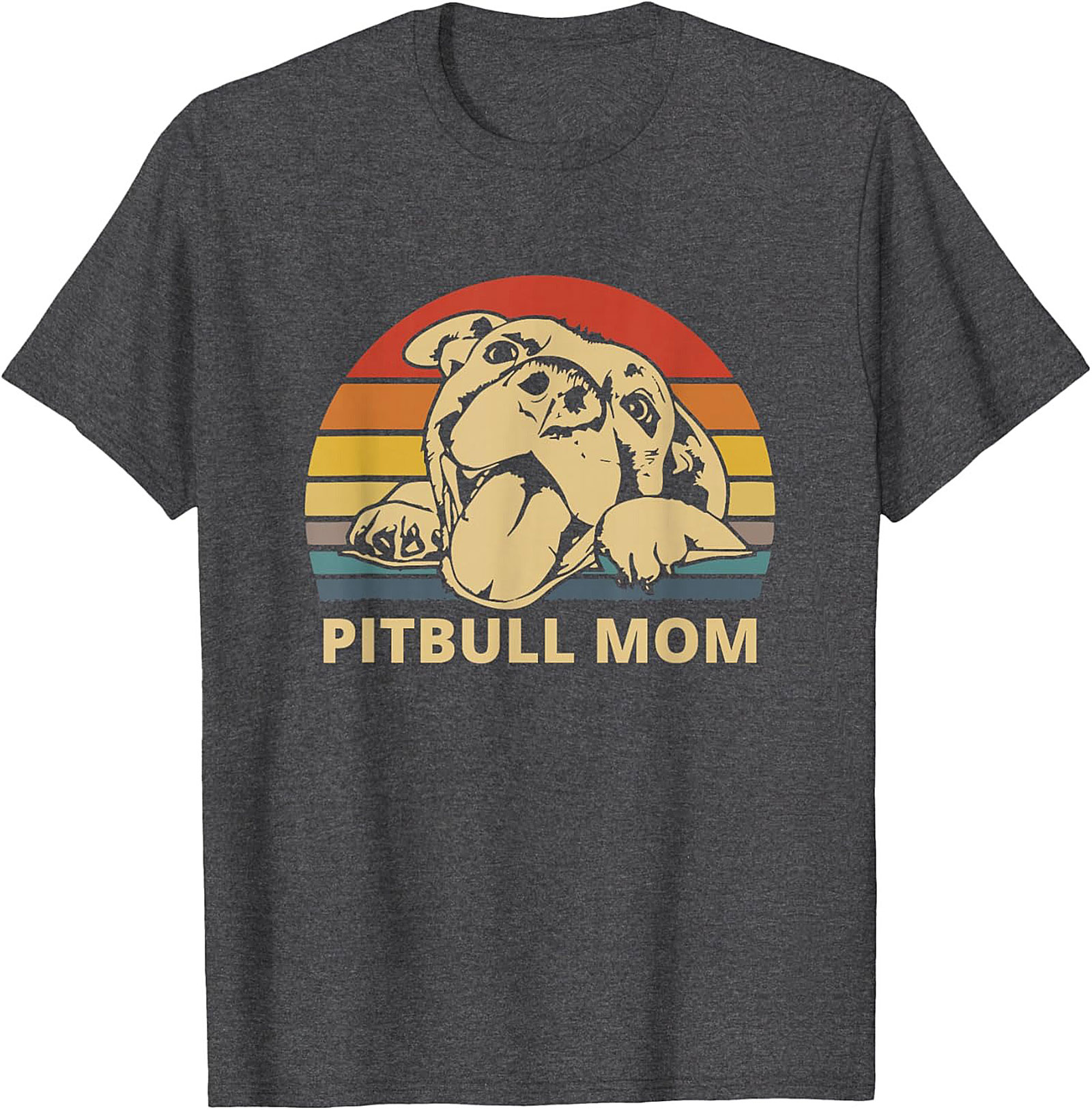 Pitbull Mom T-Shirt | Vintage Retro Sunset Dog Lover Graphic Tee
