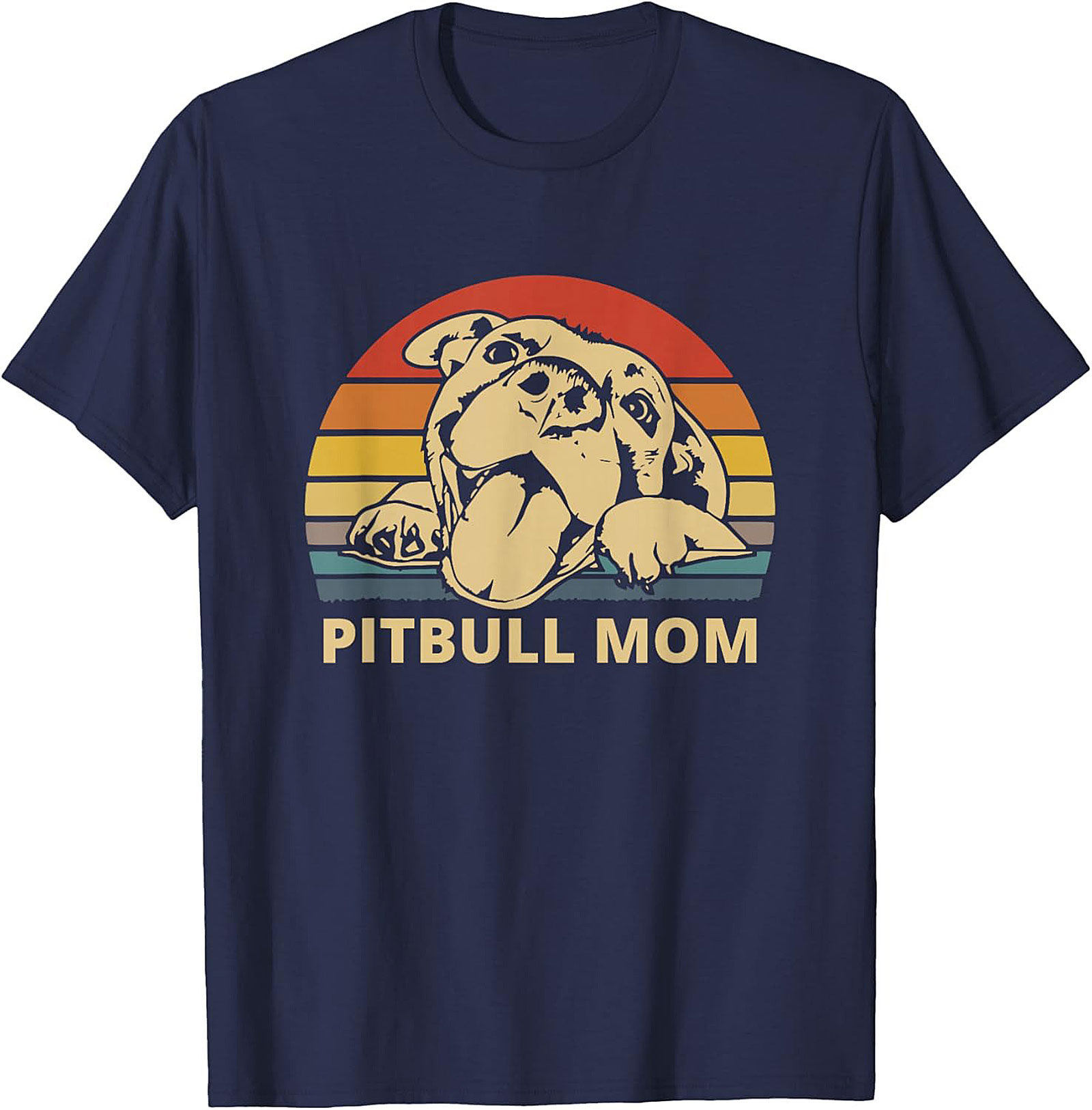 Pitbull Mom T-Shirt | Vintage Retro Sunset Dog Lover Graphic Tee