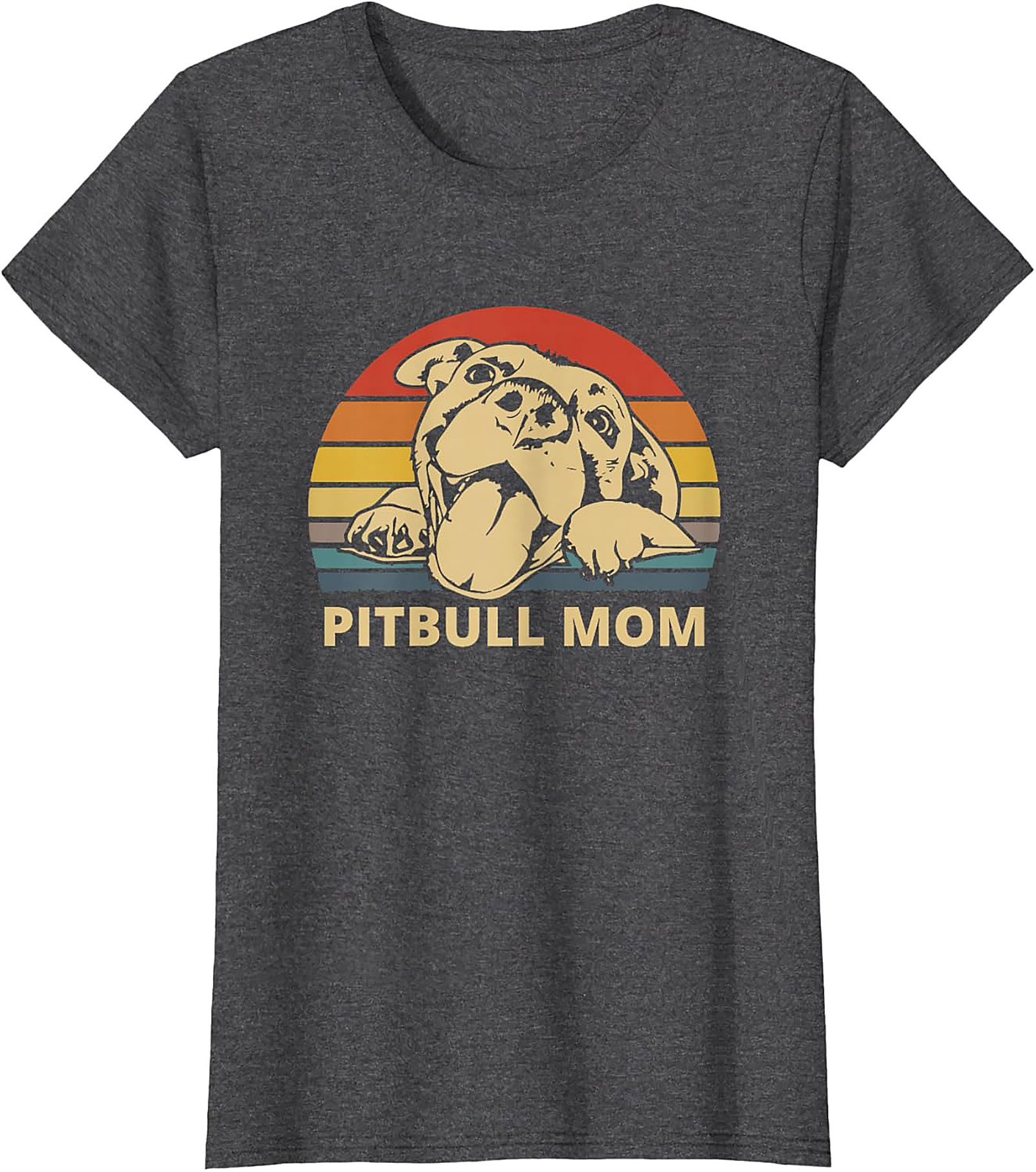 Pitbull Mom T-Shirt | Vintage Retro Sunset Dog Lover Graphic Tee