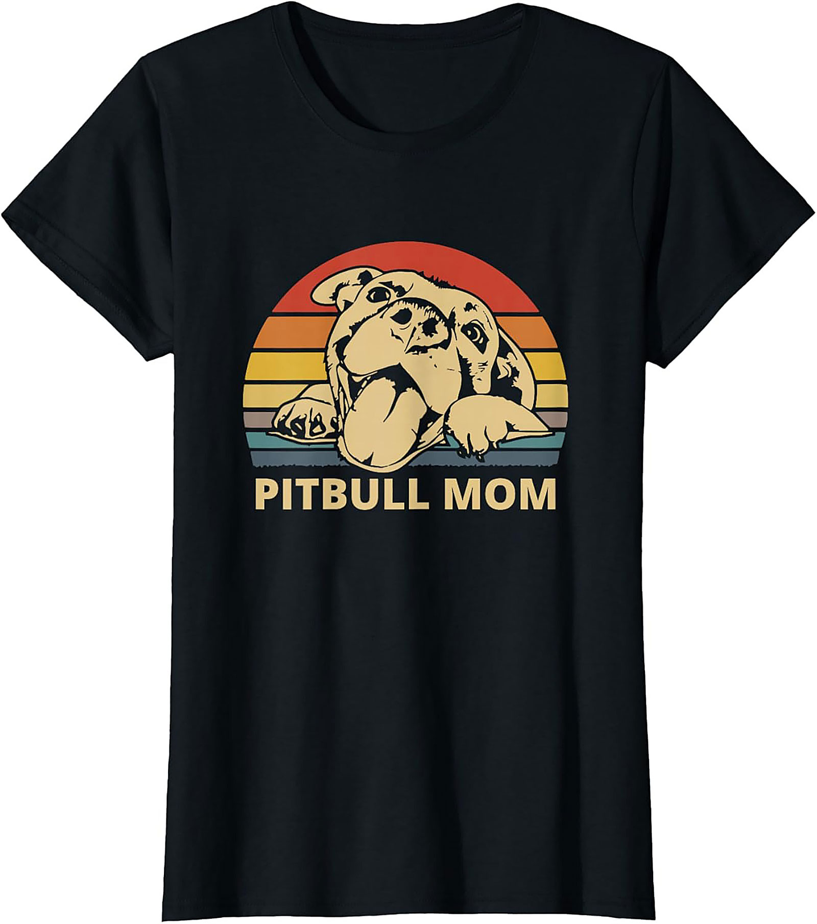 Pitbull Mom T-Shirt | Vintage Retro Sunset Dog Lover Graphic Tee