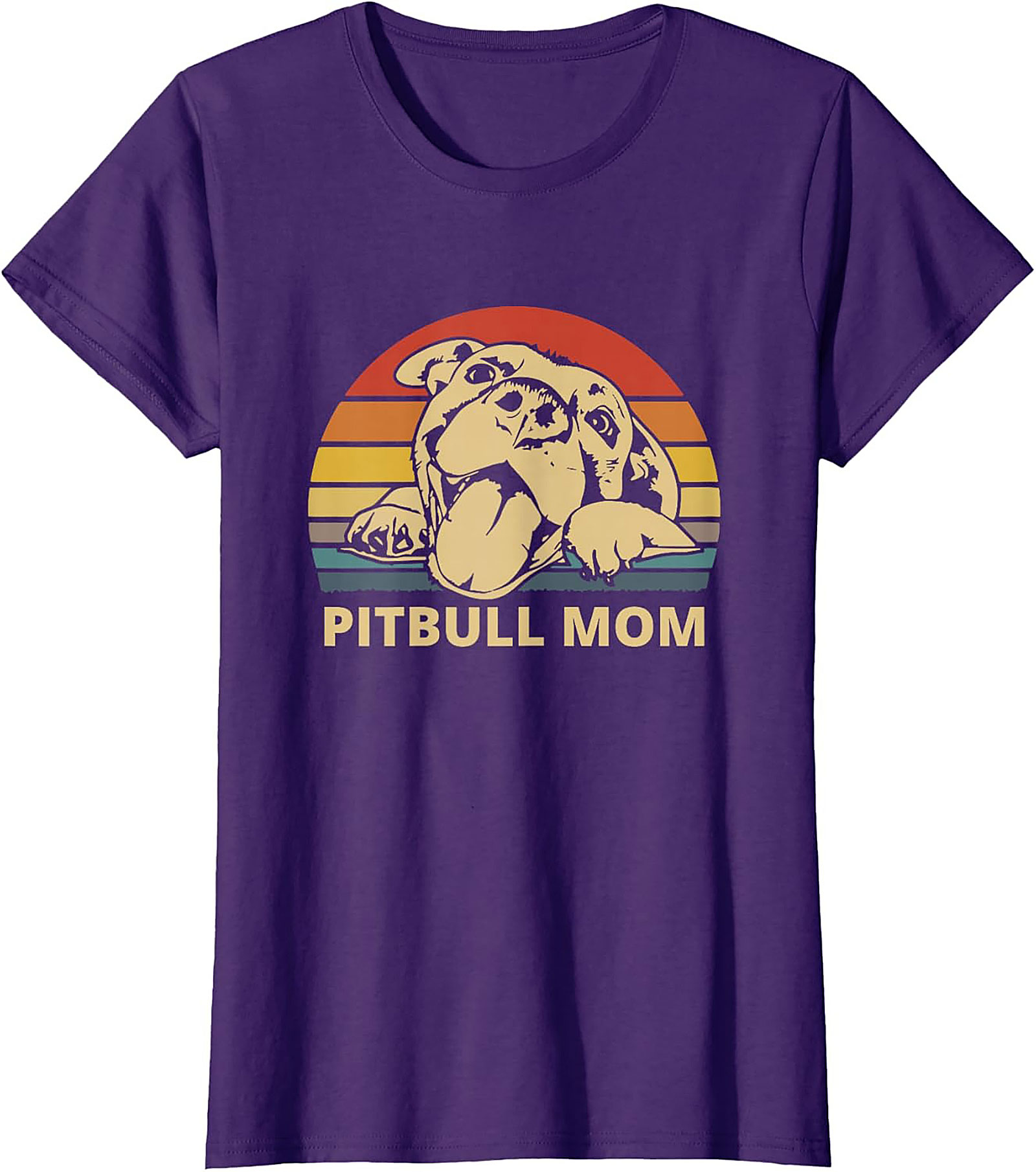 Pitbull Mom T-Shirt | Vintage Retro Sunset Dog Lover Graphic Tee