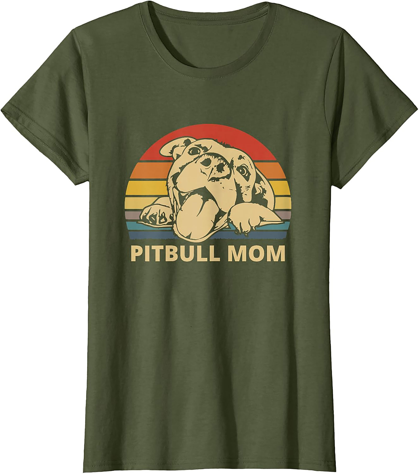 Pitbull Mom T-Shirt | Vintage Retro Sunset Dog Lover Graphic Tee