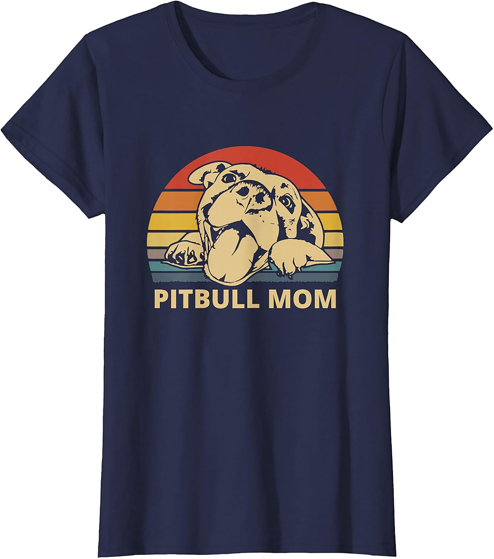 Pitbull Mom T-Shirt | Vintage Retro Sunset Dog Lover Graphic Tee