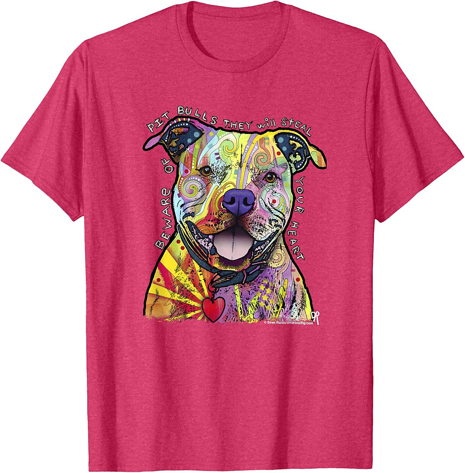 Pit Bull Graphic Tee - Beware They Will Steal Your Heart Psychedelic Shirt