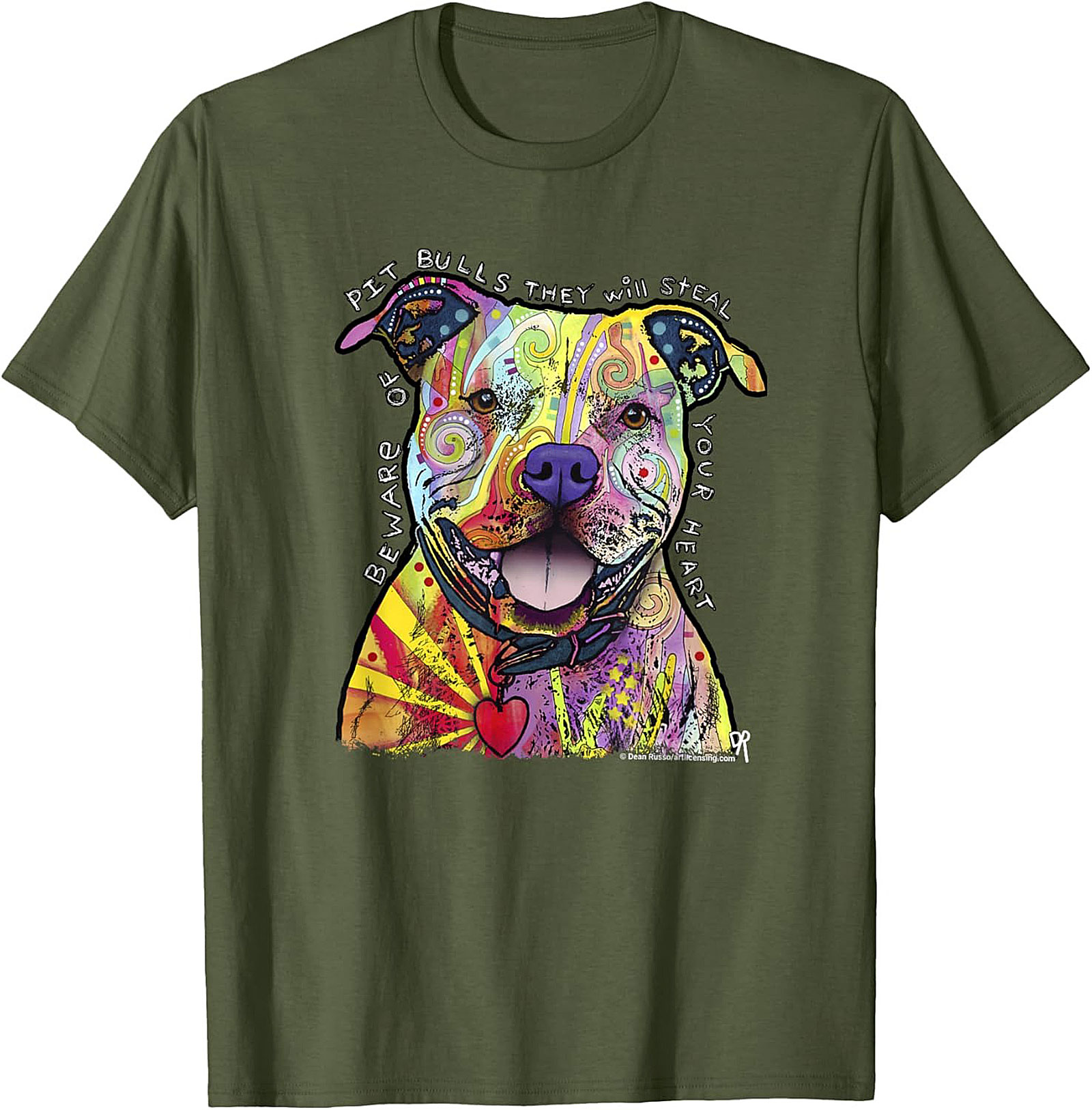 Pit Bull Graphic Tee - Beware They Will Steal Your Heart Psychedelic Shirt