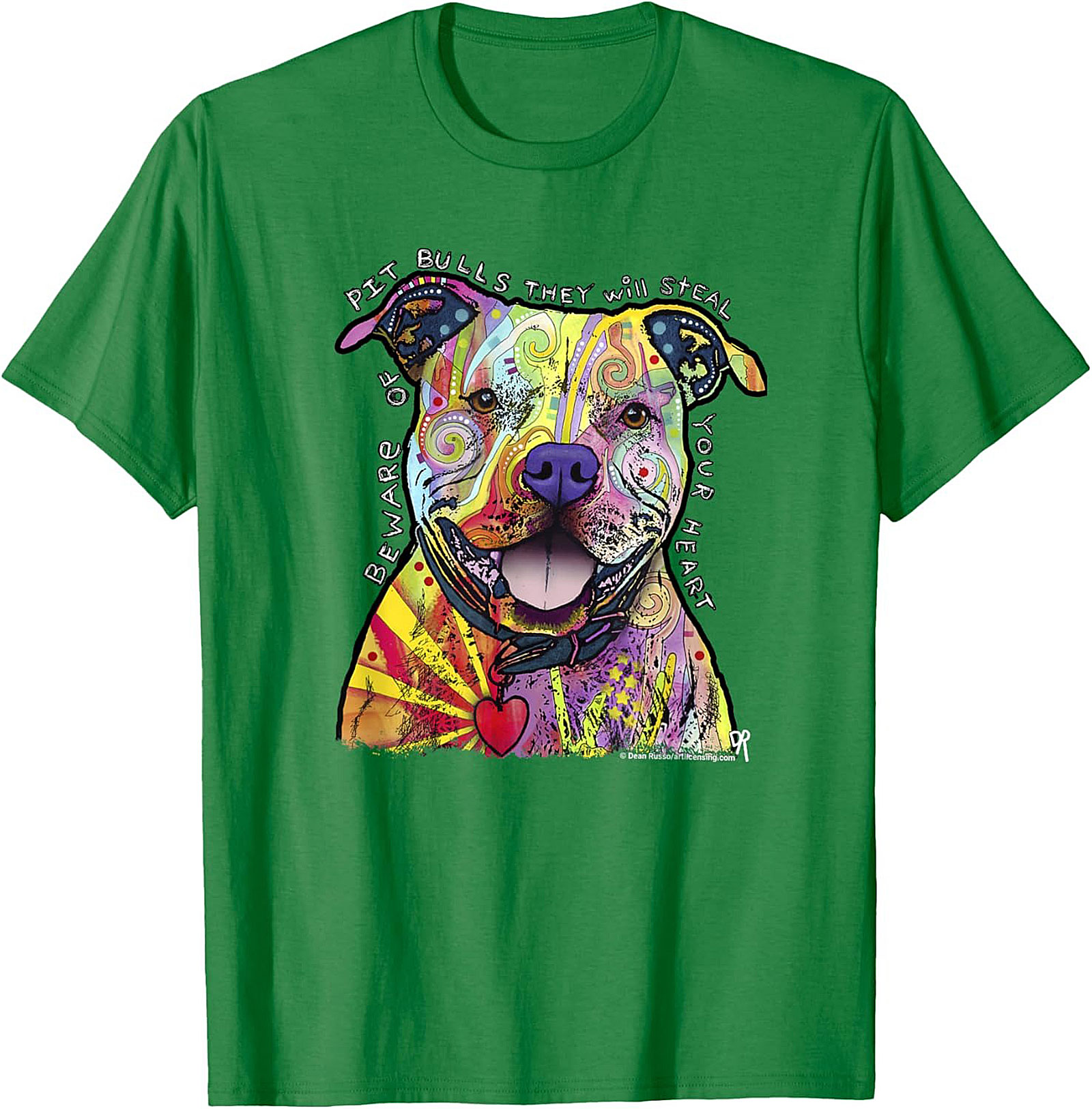 Pit Bull Graphic Tee - Beware They Will Steal Your Heart Psychedelic Shirt