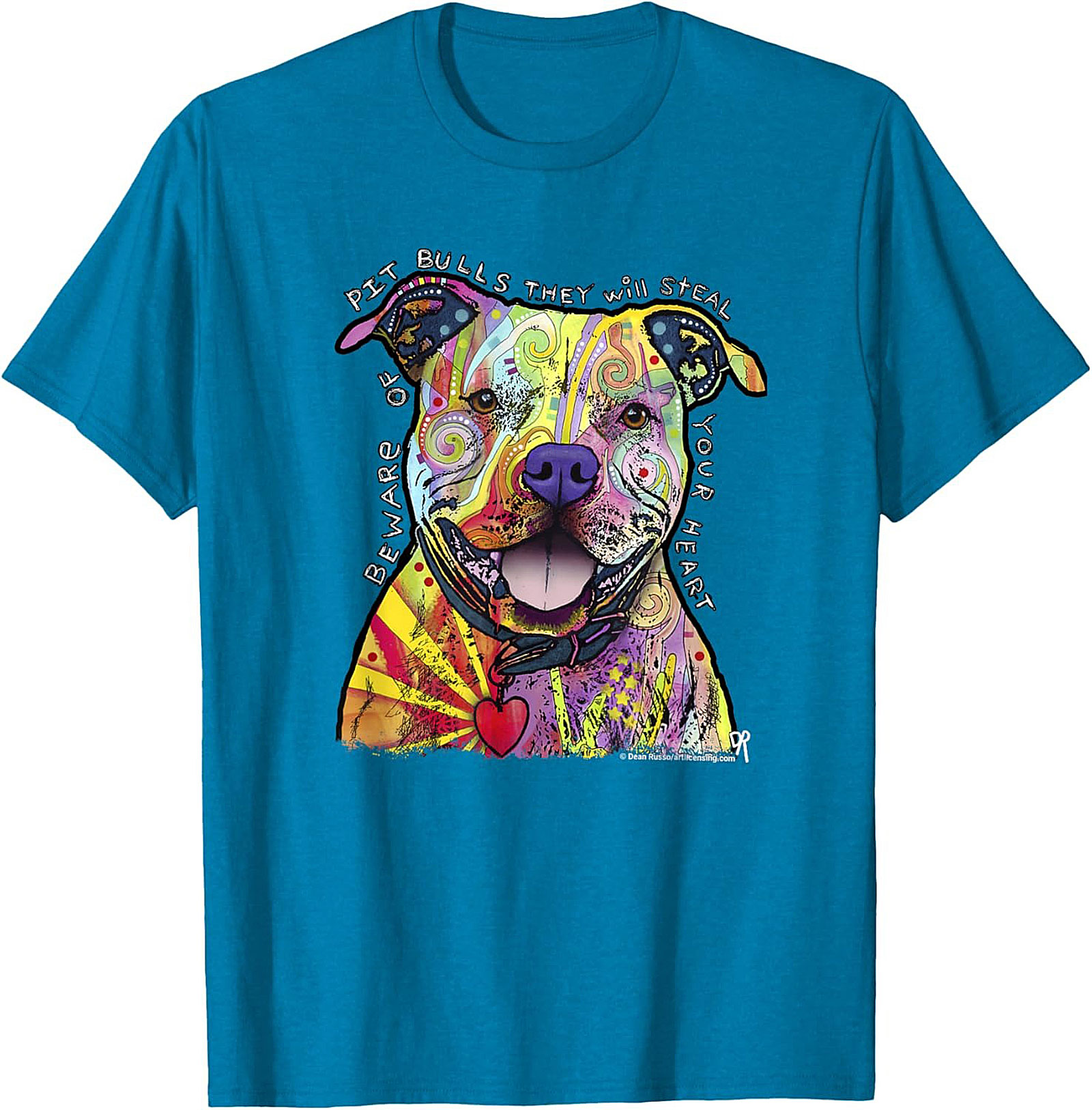 Pit Bull Graphic Tee - Beware They Will Steal Your Heart Psychedelic Shirt