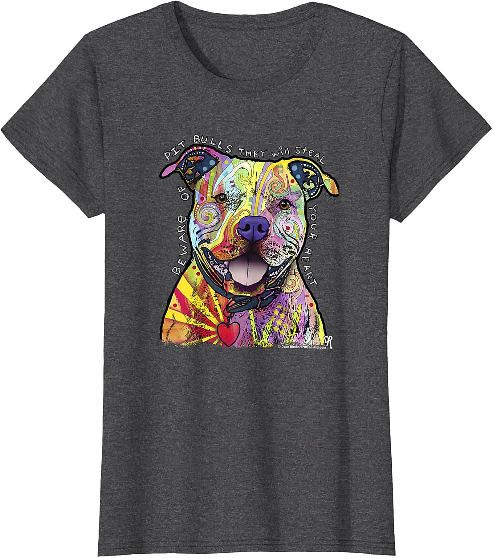 Pit Bull Graphic Tee - Beware They Will Steal Your Heart Psychedelic Shirt