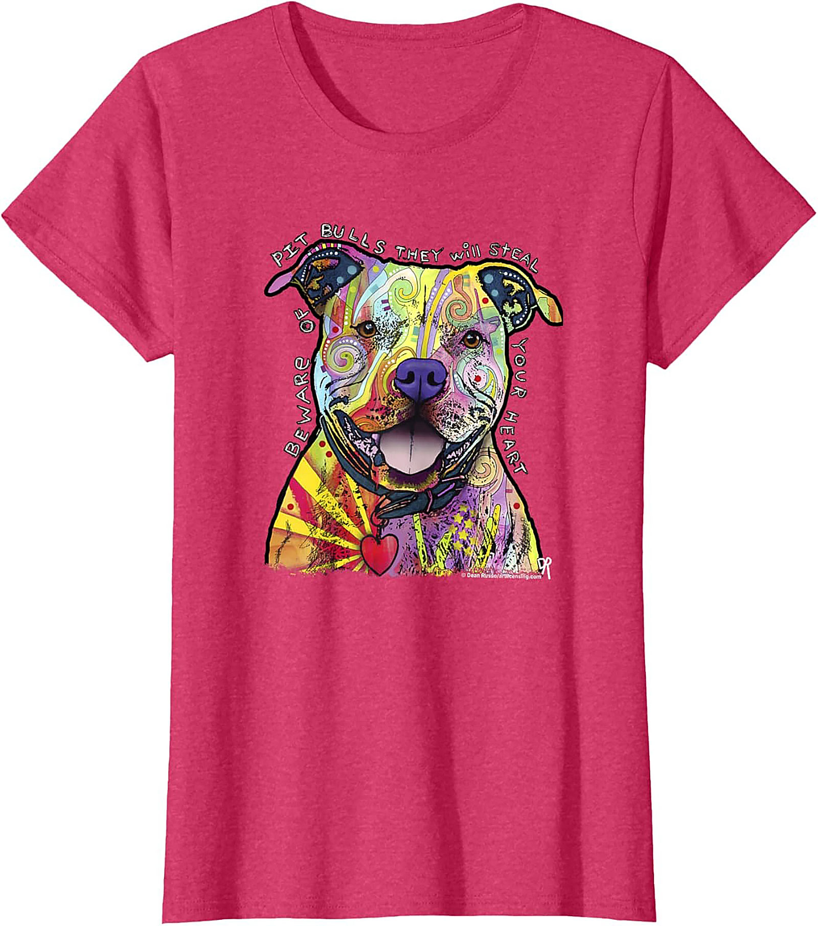 Pit Bull Graphic Tee - Beware They Will Steal Your Heart Psychedelic Shirt