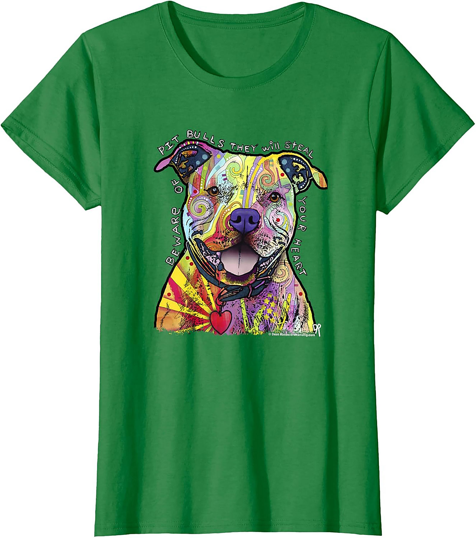 Pit Bull Graphic Tee - Beware They Will Steal Your Heart Psychedelic Shirt