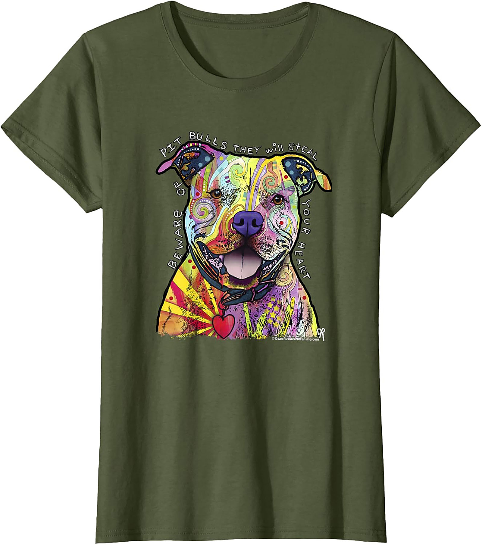 Pit Bull Graphic Tee - Beware They Will Steal Your Heart Psychedelic Shirt