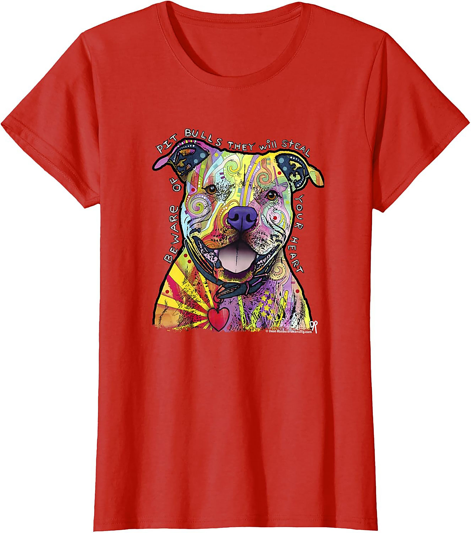 Pit Bull Graphic Tee - Beware They Will Steal Your Heart Psychedelic Shirt