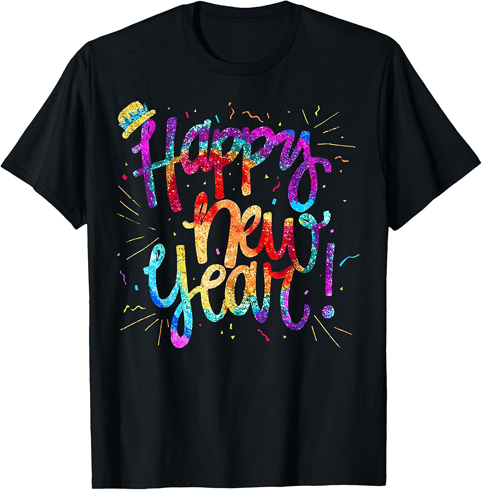Happy New Year T-shirt Festive Glitter Graphic Tee