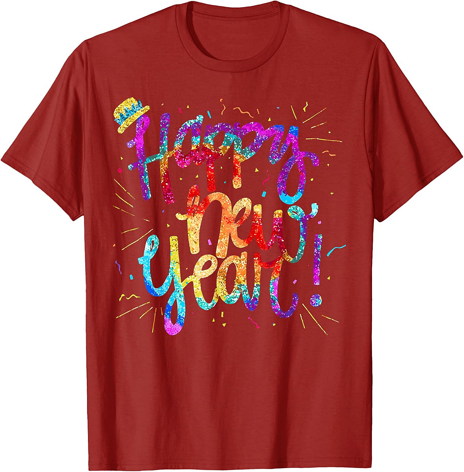 Happy New Year T-shirt Festive Glitter Graphic Tee